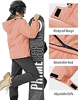 Vista 5 de MAGCOMSEN Chaqueta de Esquí para Mujer Impermeable Aislada Chaqueta de Nieve Cálida Resistente al Viento Abrigos de Invierno con Capucha Chaqueta