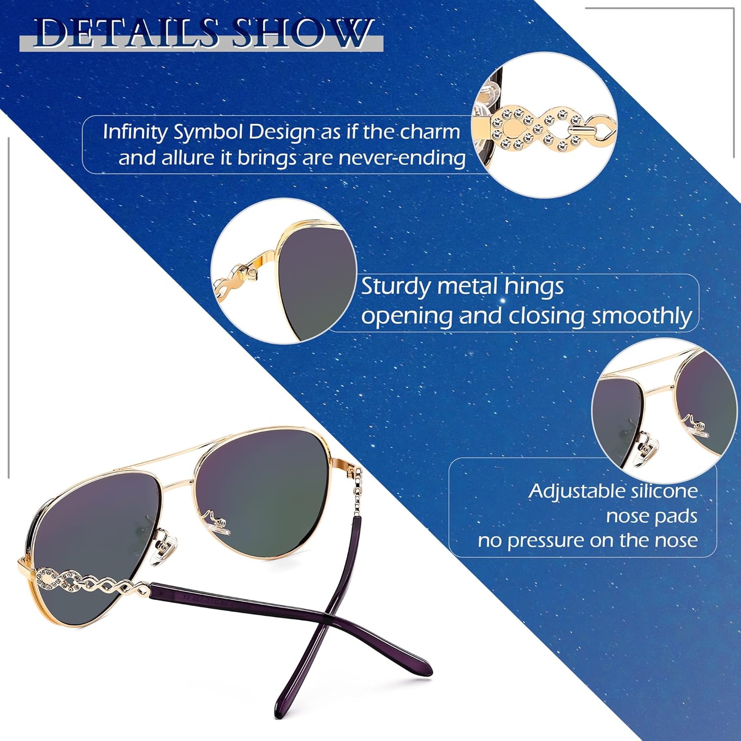 FEISEDY Retro Polarized Aviator Sunglasses for Women 70s Vintage Trendy Shades B4147
