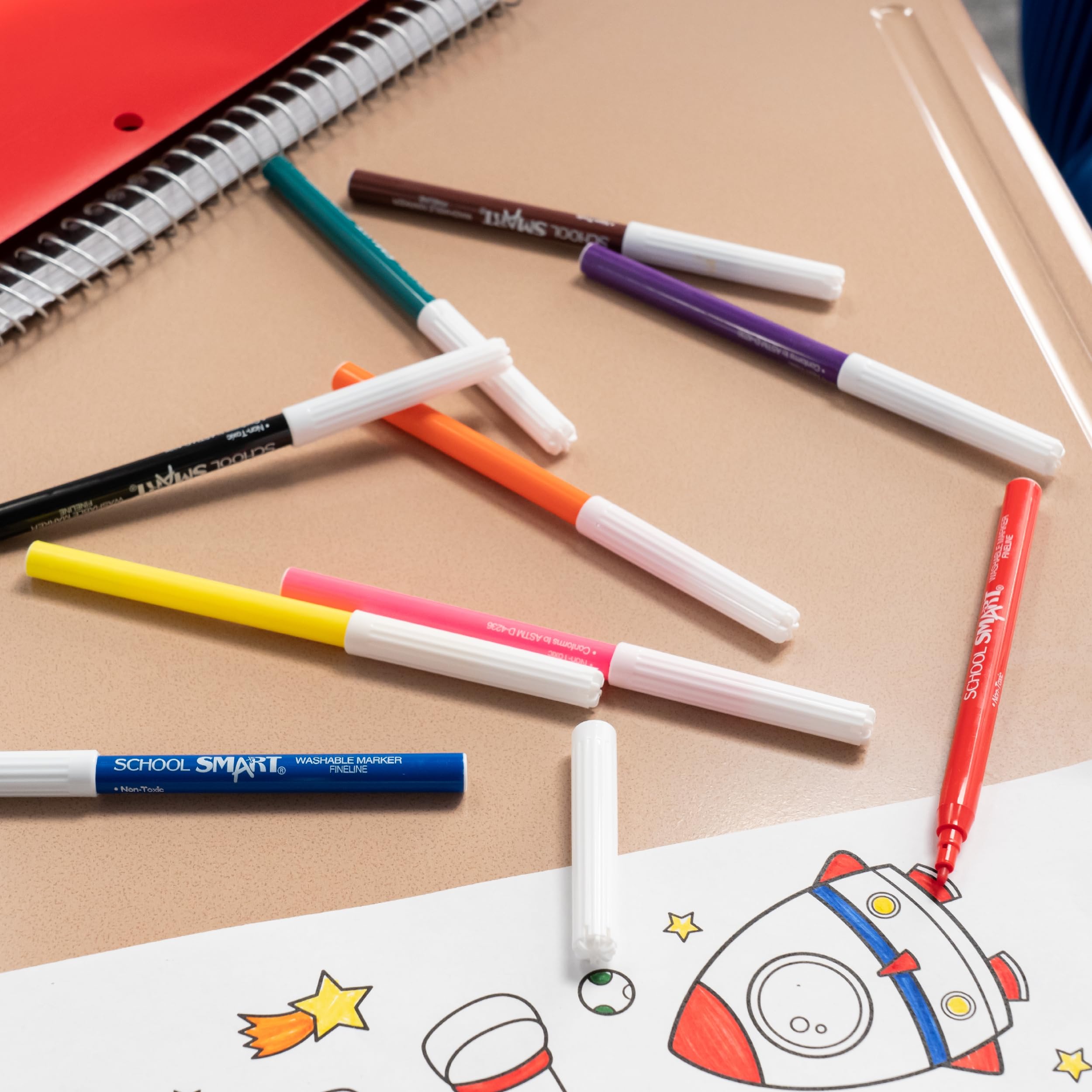 School Smart Conical and Fineline Watercolour Combo Marker Pack - Pack of 192 - Assorted Colours