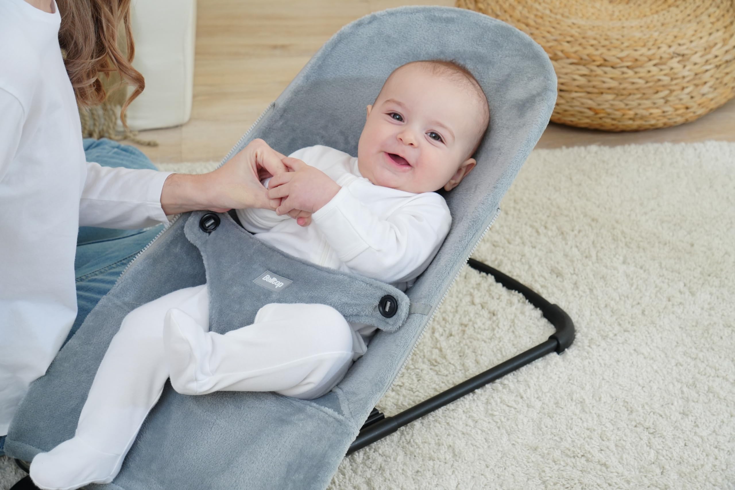 Housse transat bébé + Sac pour hamac. Housse Belltop Compatible avec transat Babybjörn (Bliss et Soft): hypoallergénique et Douce. Housse de balancelle Bebe + chancelière Thermique (Gris)
