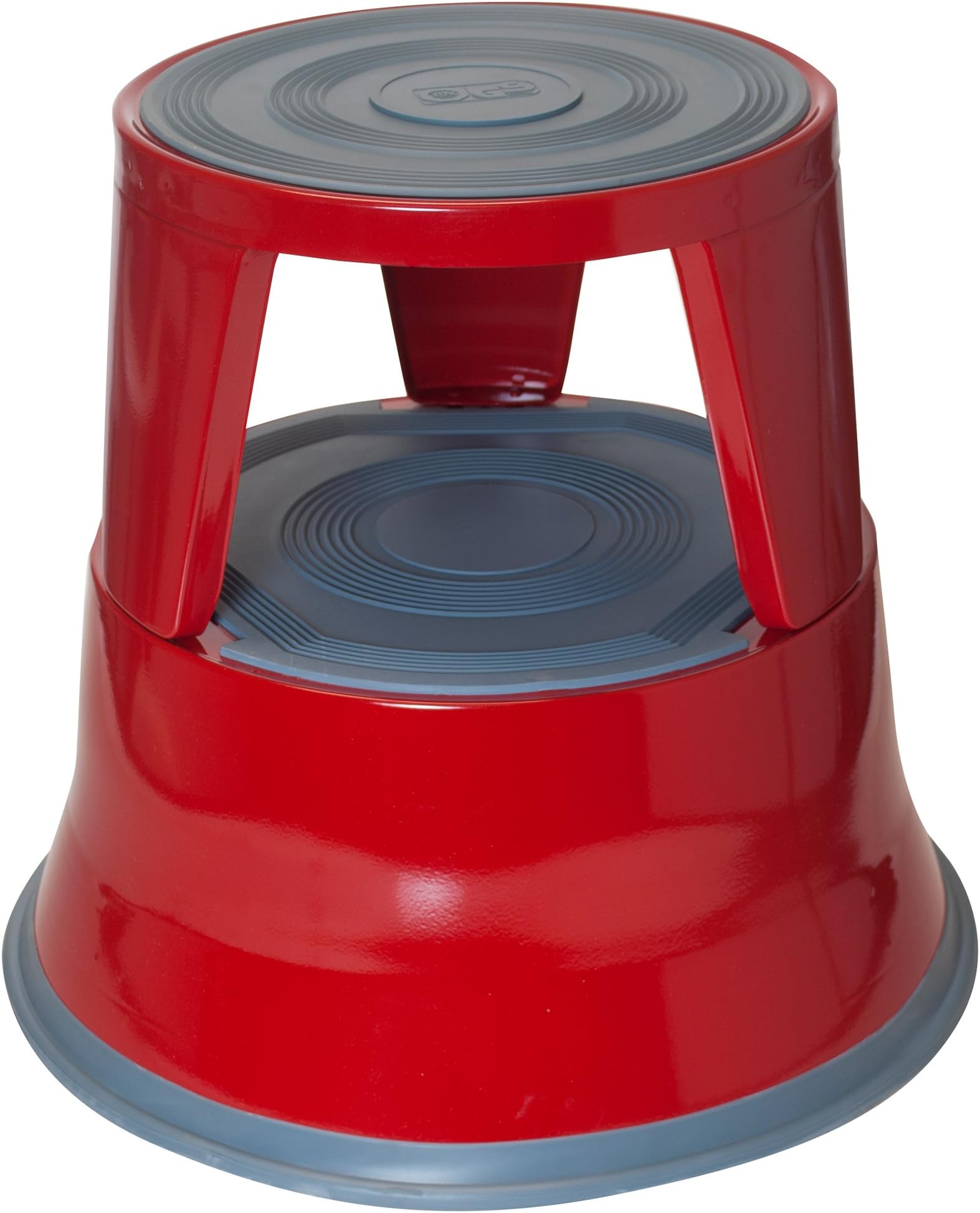 Great Ideas EshopRetailLtd Red Rubber-Clad Retro Kick Step Stool Spring-Loaded Castor Wheels Metal Body