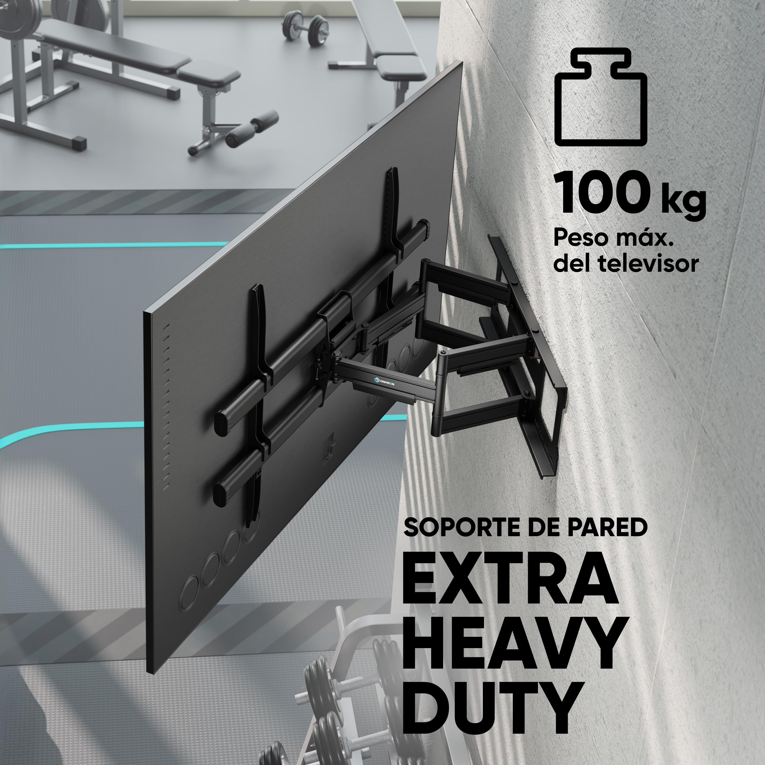 ONKRON Soporte TV Pared 42-120 Pulgadas, hasta 100 kg, VESA 200x100-1000x600 mm, Soporte Television Articulado, Brazo TV Giratorio e Inclinable, Colgador Television Pared Universal, Negro M10-B