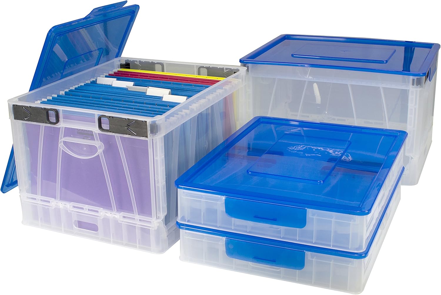 Storex Folding Storage Cube/Collapsible Crate with Lid, 17