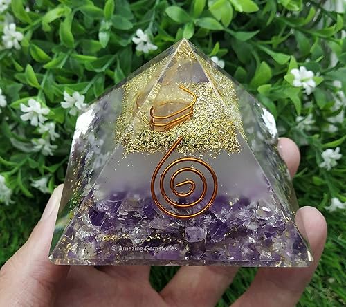 Miniatura 99 de Amazing Gemstone Pirámide de orgón grande Cristal de pirámide de turmalina negra oscura Pirámide de orgonita Pirámides de órgano Curación