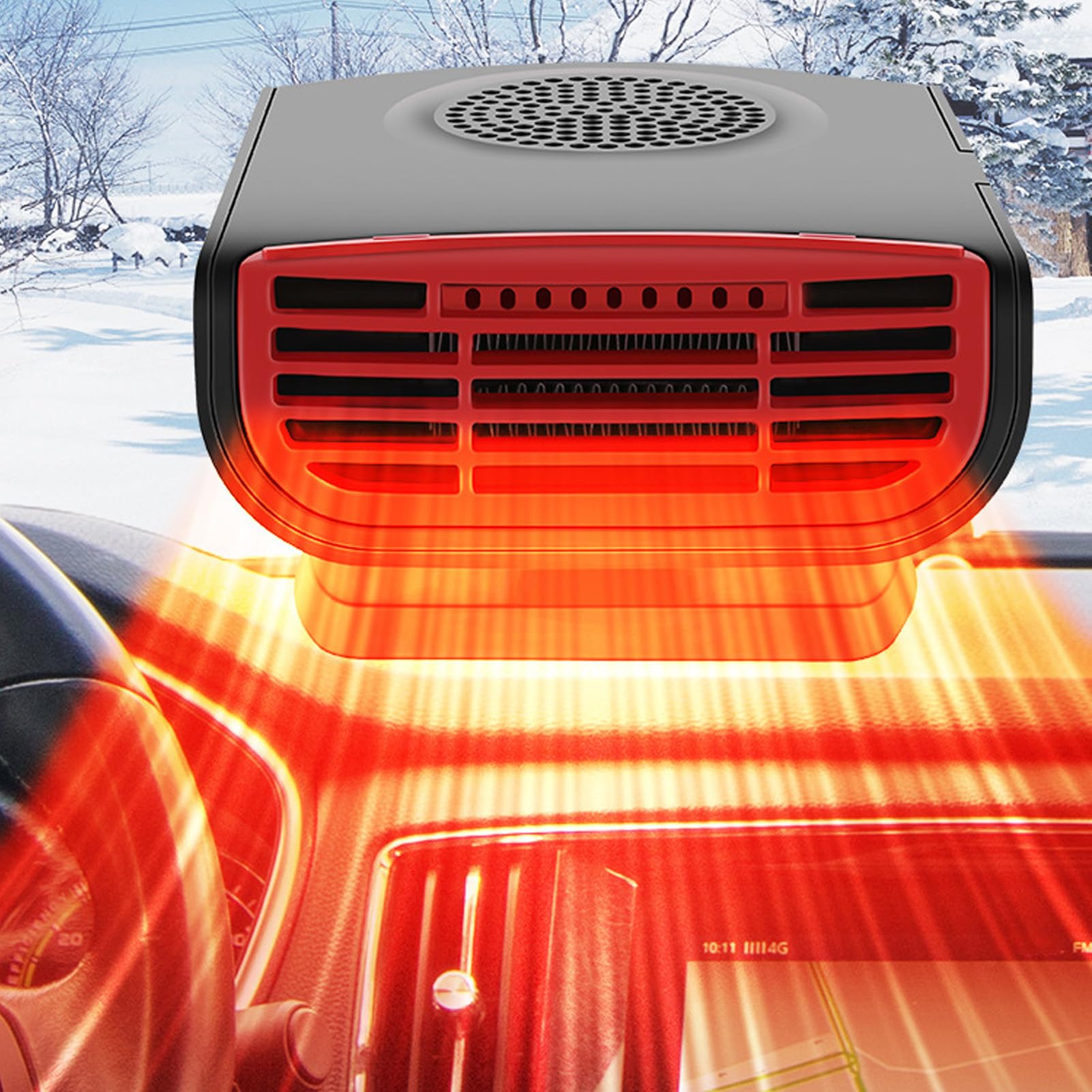 Chauffage de Voiture Portable, Désembueur et Dégivreur de Pare-brise 12 V 150 W, Ventilateur de Chauffage et de Refroidissement Rapide 2 en 1, à Brancher sur L'allume-cigare pour