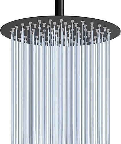 Miniatura 38 de Voolan Cabezal de ducha de lluvia, cabezal de ducha grande de alto flujo hecho de acero inoxidable de metal, cubierta de cuerpo de cascada, soporte