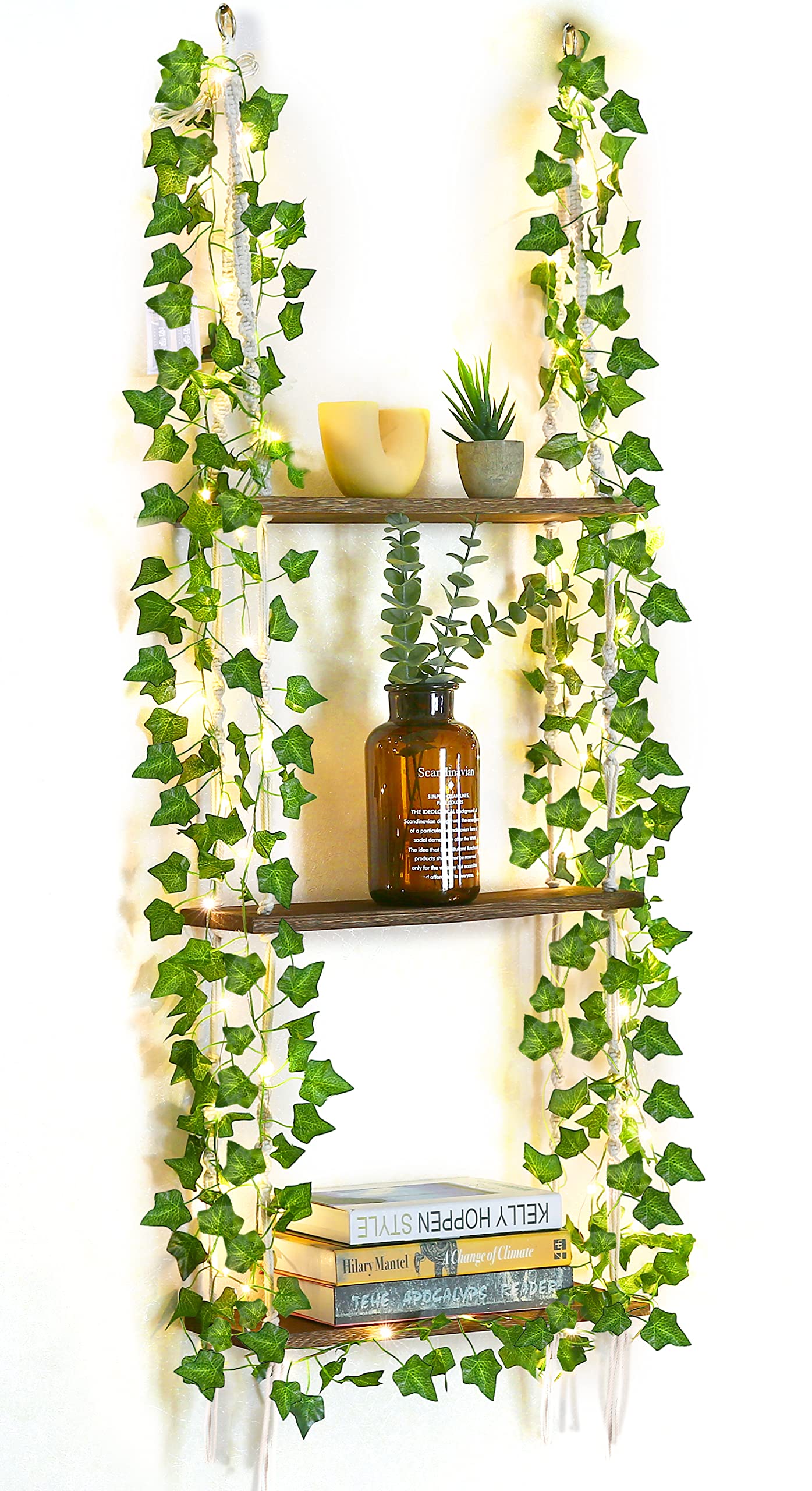 Buy Hanging Shelf with Vine Lights, Macrame Wall Shelf, Wall Storage