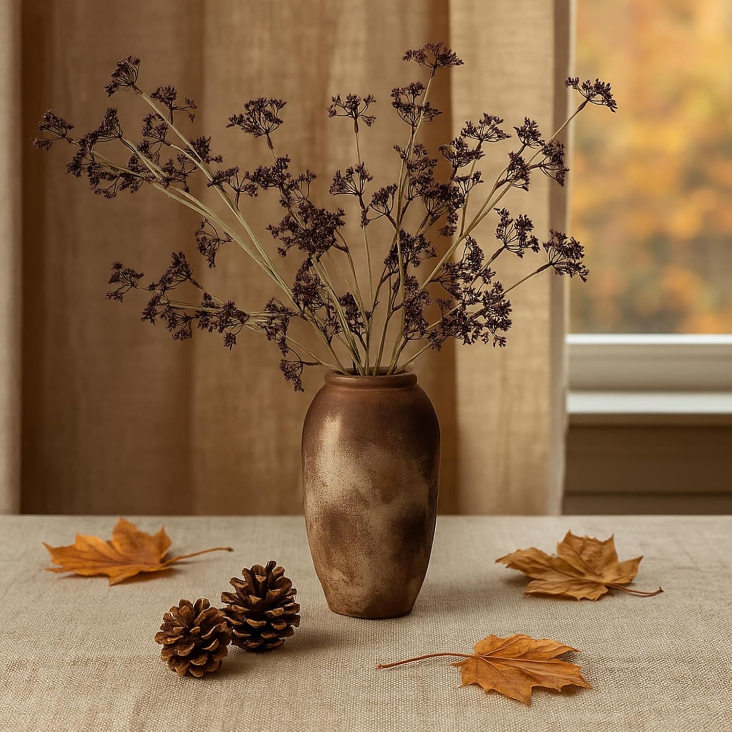 Suncalla 6 Pcs Dusty Plum Berry Stems Spring Faux Eucalyptus Seed Artificial Branches Faux Sedum Berry Spray Picks for Home Mantel Vase Farmhouse Garden Wedding DIY Decorations(Plum)