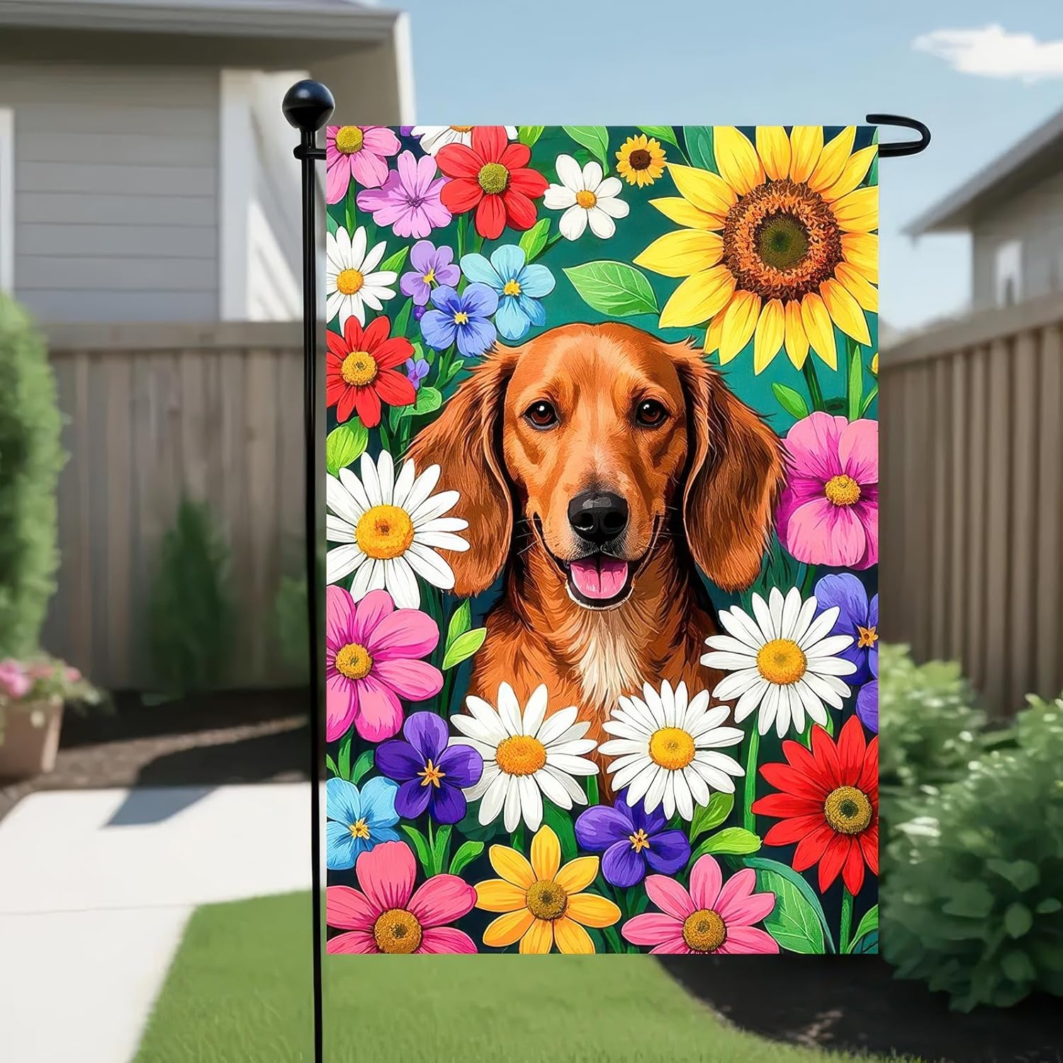 Hello Spring Garden Flag 12x18 Inch Double Sided Cute Golden Retriever Seasonal Welcome Small Flags For Outside Outdoor Decor Yard Farmhouse Holiday Spring Summer Decorations Yard Flags - Image 8