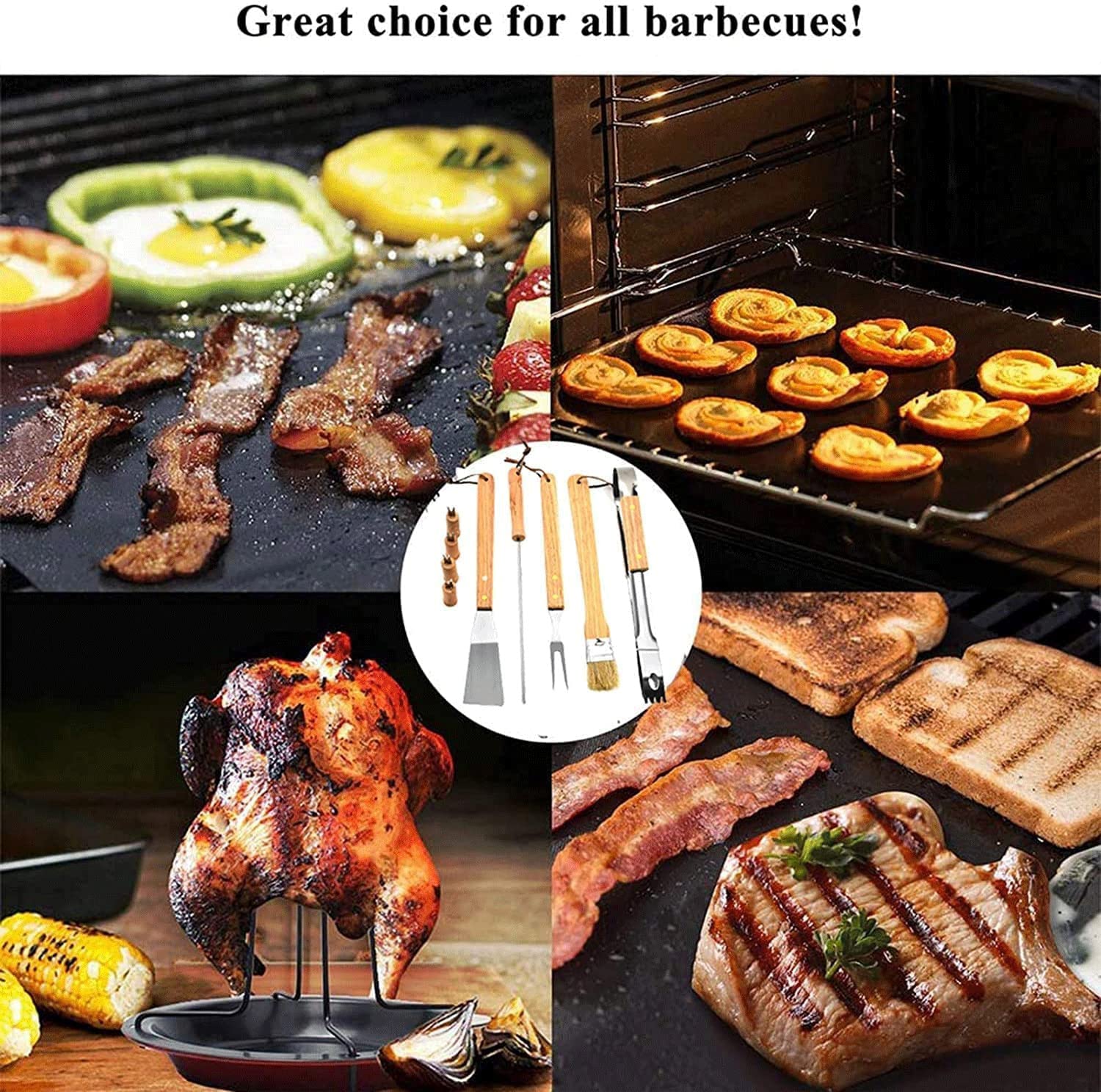 Akcesoria do grilla, zestaw przyborów do grillowania, 10 szt. Zestaw narzędzi do grillowania ze stali nierdzewnej dla mężczyzn i kobiet Akcesoria do grillowania Camping przydomowy grill