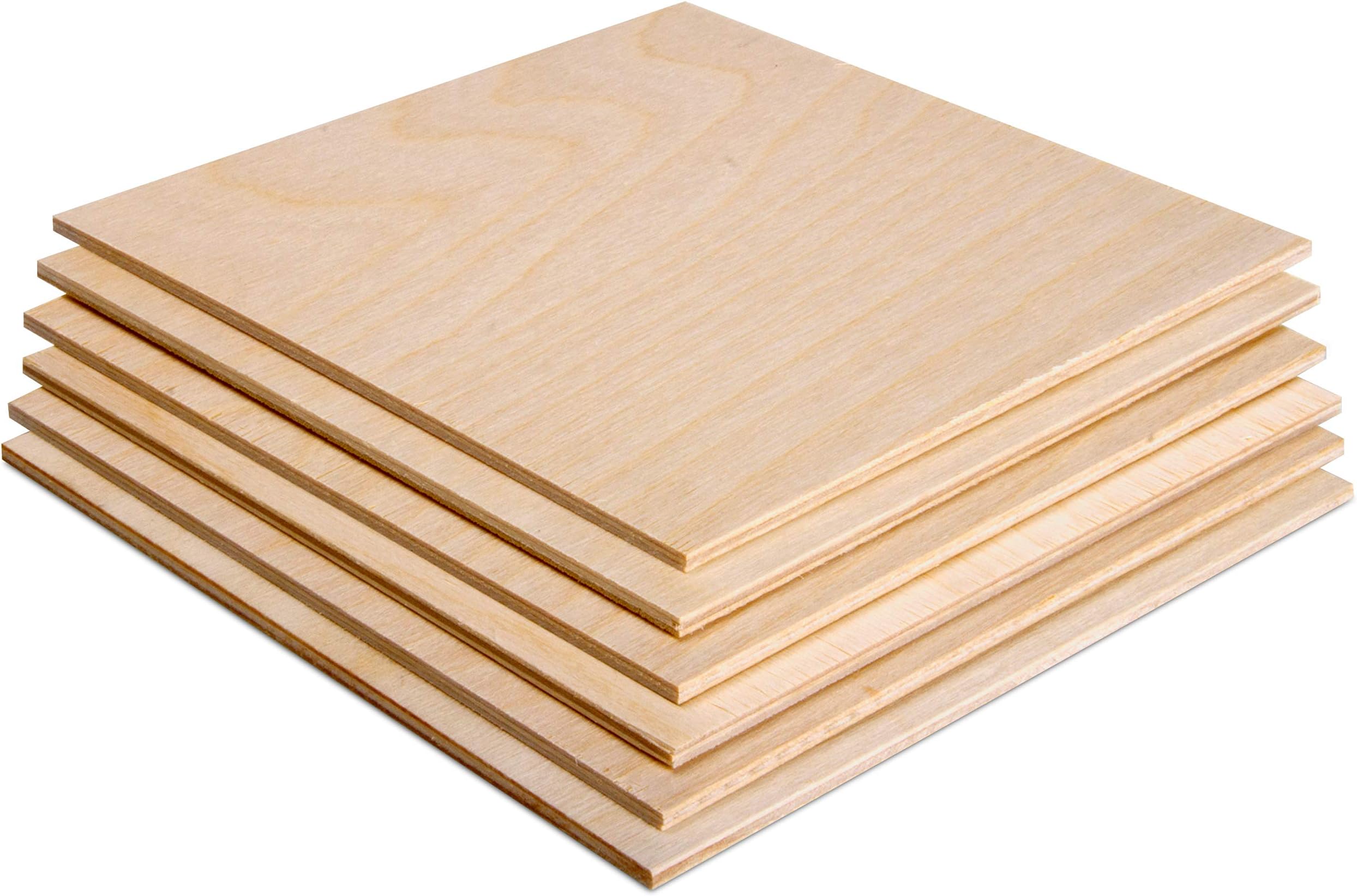 3MM 1/8" x 12" x 12" Baltic Birch Plywood – B/BB Grade (6pk) Perfect for Arts and Crafts, School Projects and DIY Projects, Drawing, Painting, Wood Engraving, Wood Burning and Laser Projects