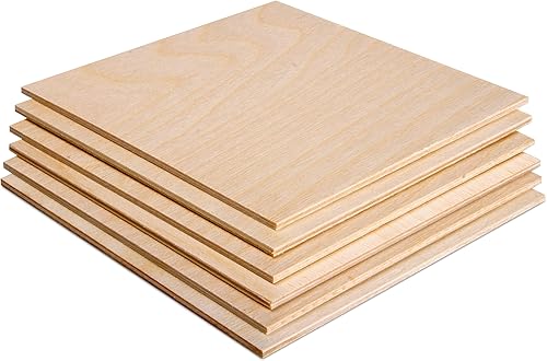 Madera contrachapada de abedul báltico de 18" x 12" x 12", grado BBB (paquete de 6) perfecta para artes y manualidades, proyectos escolares y