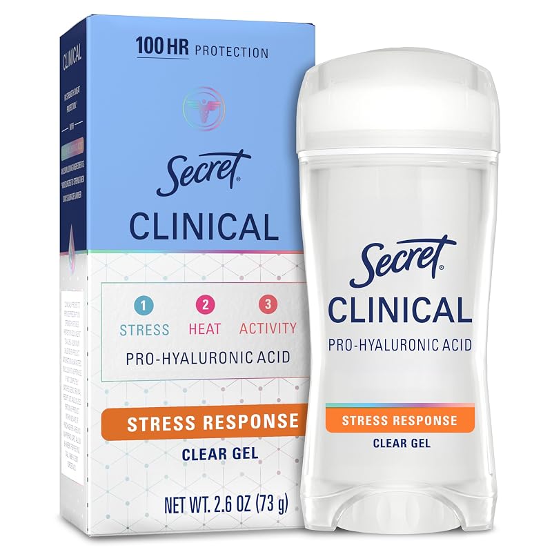 Desodorante antitranspirante em gel transparente Secret Clinical Strength Stress Response com ácido pro-hialurônico e minerais balanceadores de pH, 73 g