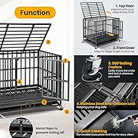 Vista 4 de Oranland Jaula para perros indestructible de 38 pulgadas, placa base reforzada mejorada para perros grandes, perrera XL para perros de alta