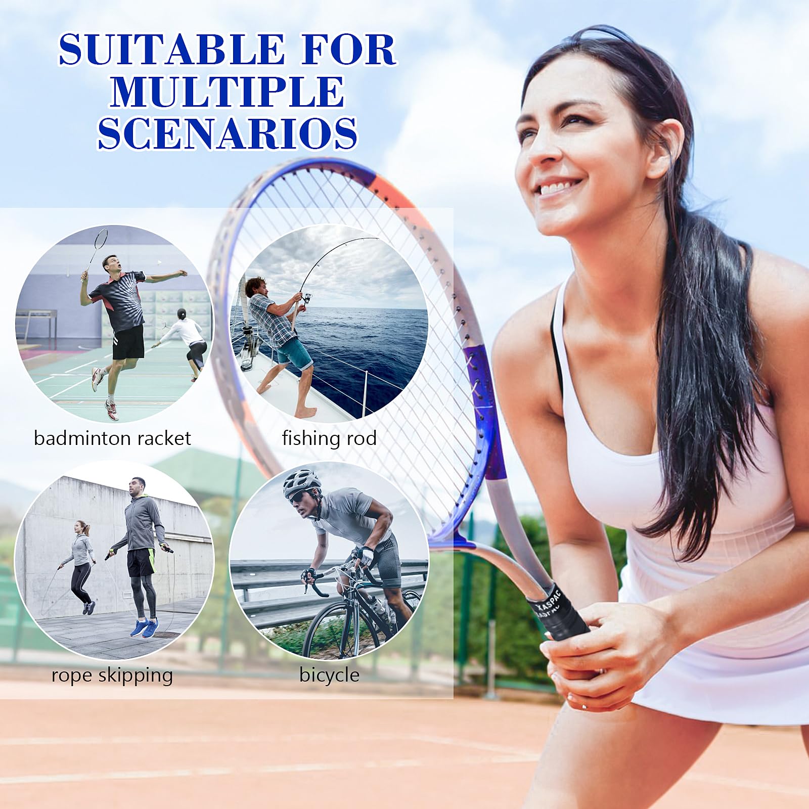 Paquete de 6 cintas de agarre de raqueta de tenis de alto rendimiento, cinta antideslizante para agarre de raqueta de tenis, agarre de raqueta de tenis, agarre súper absorbente de sensación
