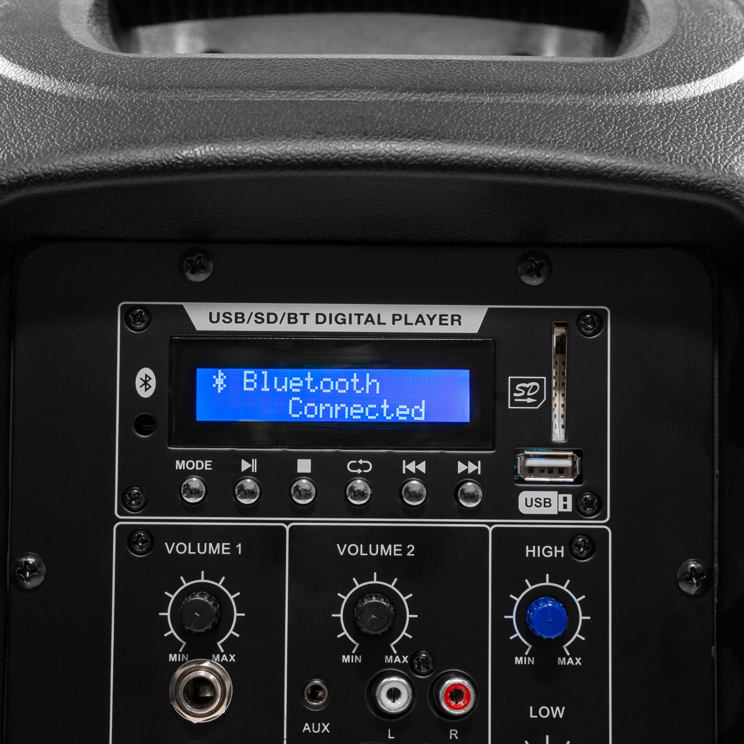 12 Zoll Active Lautsprecher schwarz 2-Wege Leistung 400 Watt drahtlose Bluetooth-Verbindung Mikrofon/Line-Eingang Solide ABS TWS Leistungsstark und vielseitig – ideal für DJ, Animation, Bühne.