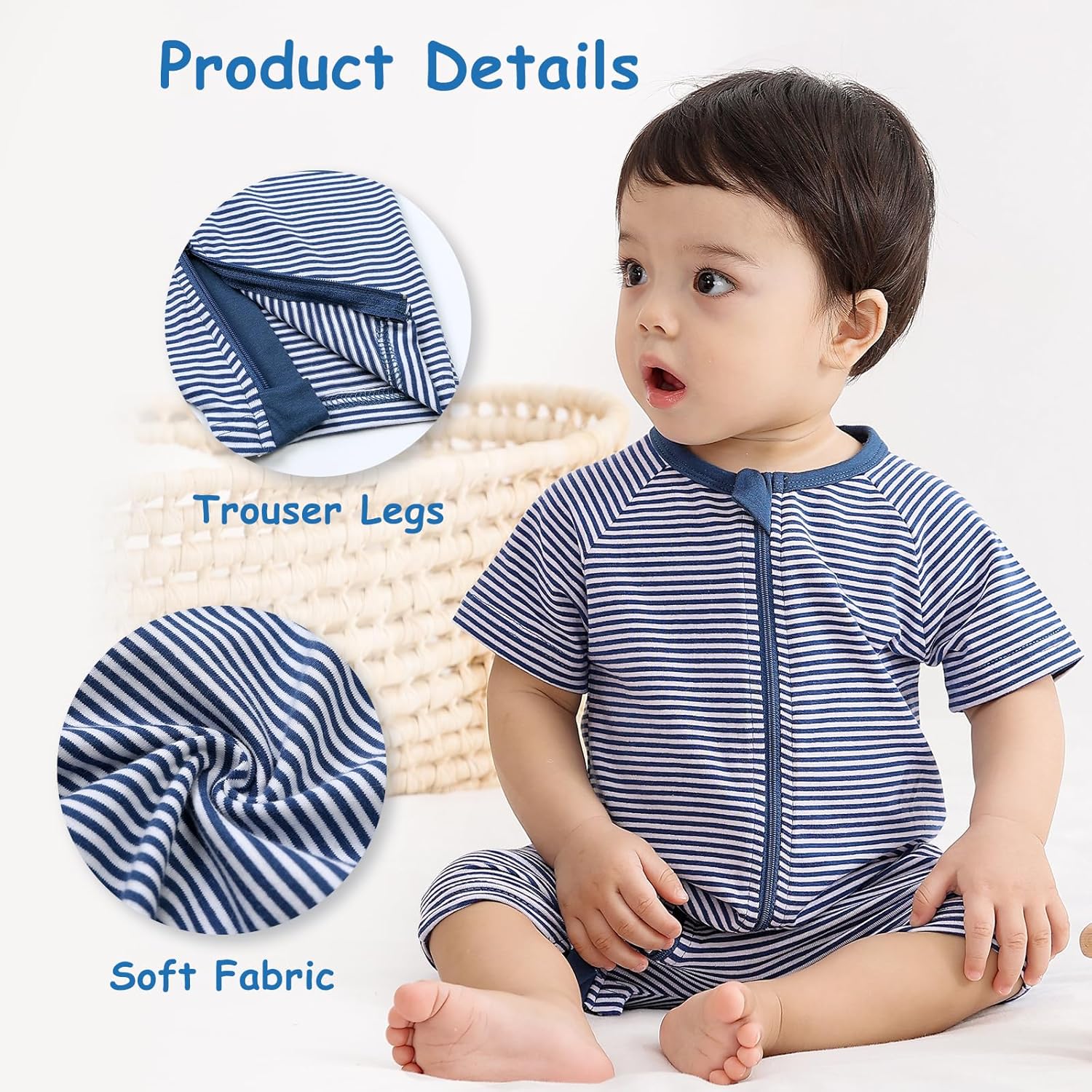 BeiVSlley Infant Baby Boy Girl's 2 Pack Short Sleeve Romper,Unisex Toddler Cotton Jumpsuit Outfits Clothes