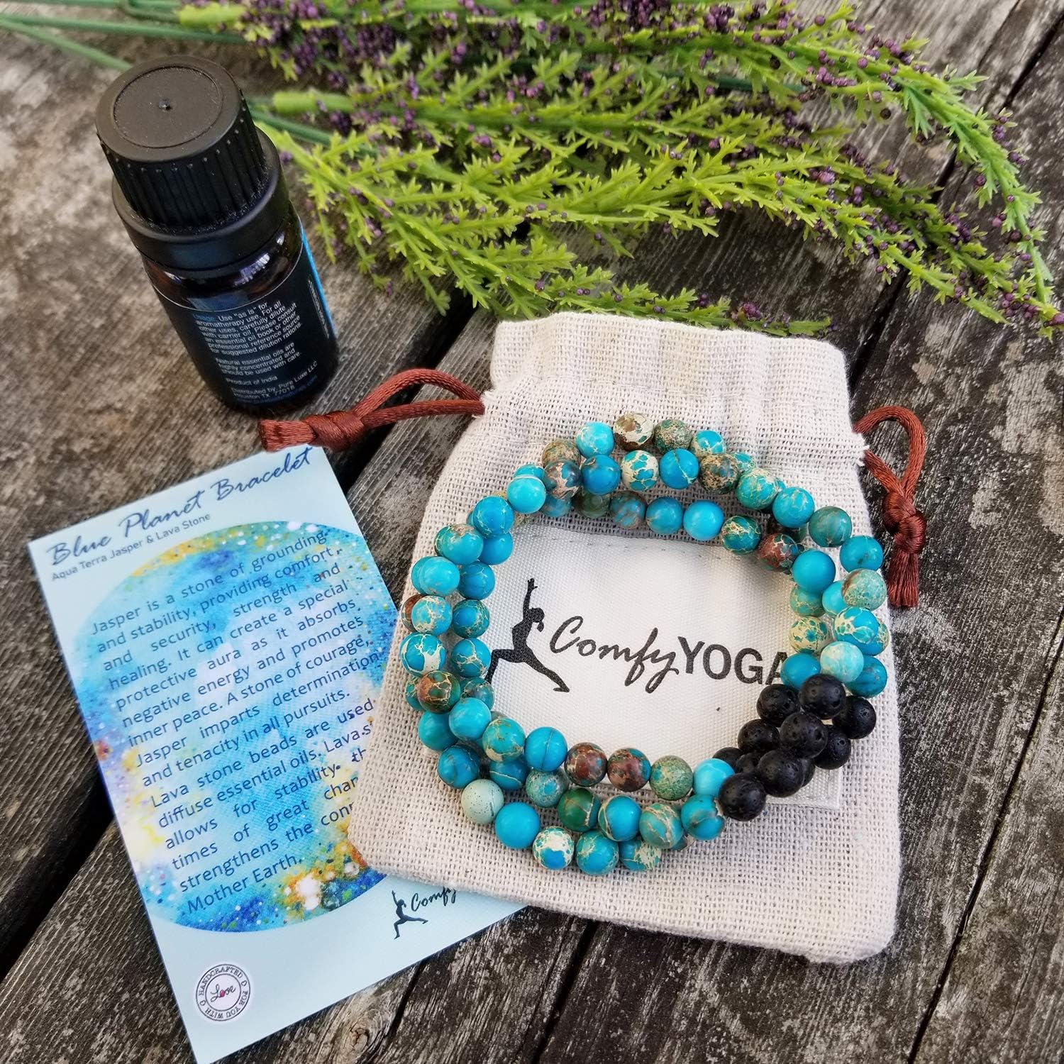 Comfy Yoga - Essential Oil Bracelet - Aromatherapy Bracelet - Lava Stone Bracelet or Necklace - Handmade Yoga Jewelry - Oil Diffuser Wrap Bracelet - Gift for Women