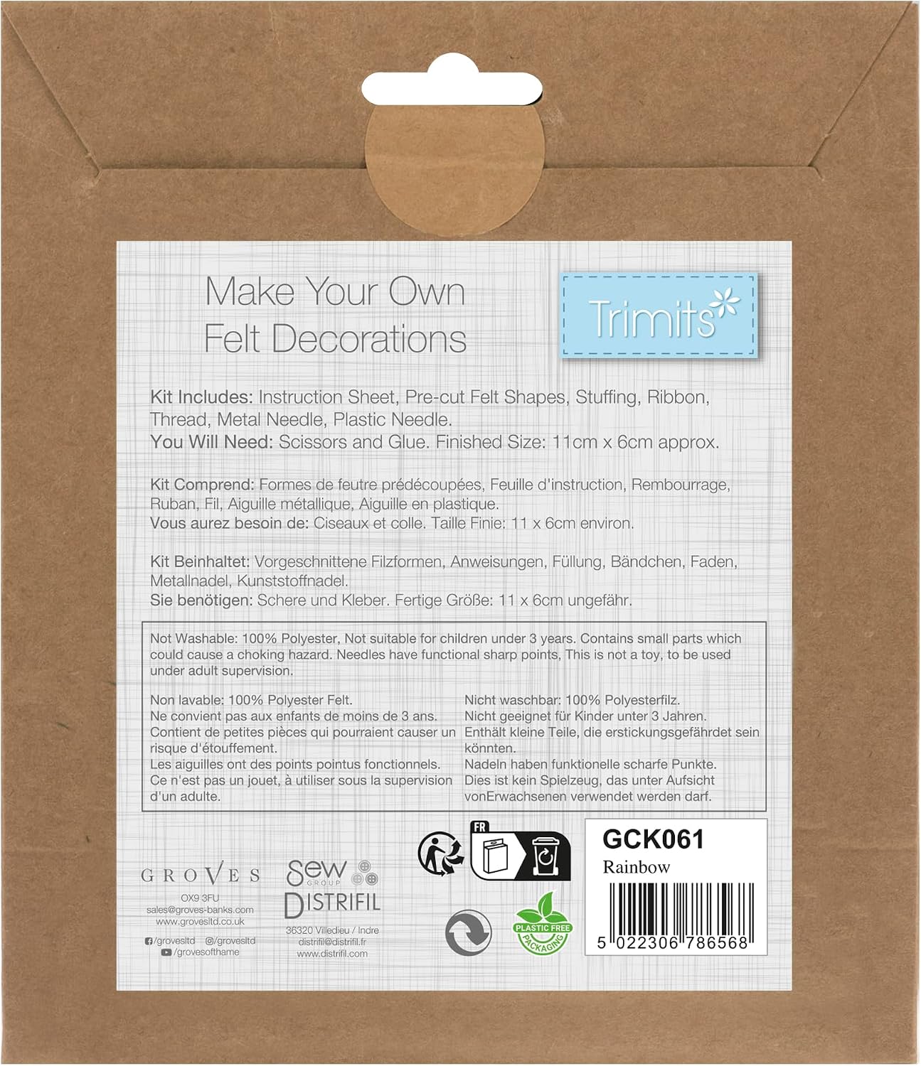 Trimits Felt Decoration Kit: Rainbow, 11.5x16cm