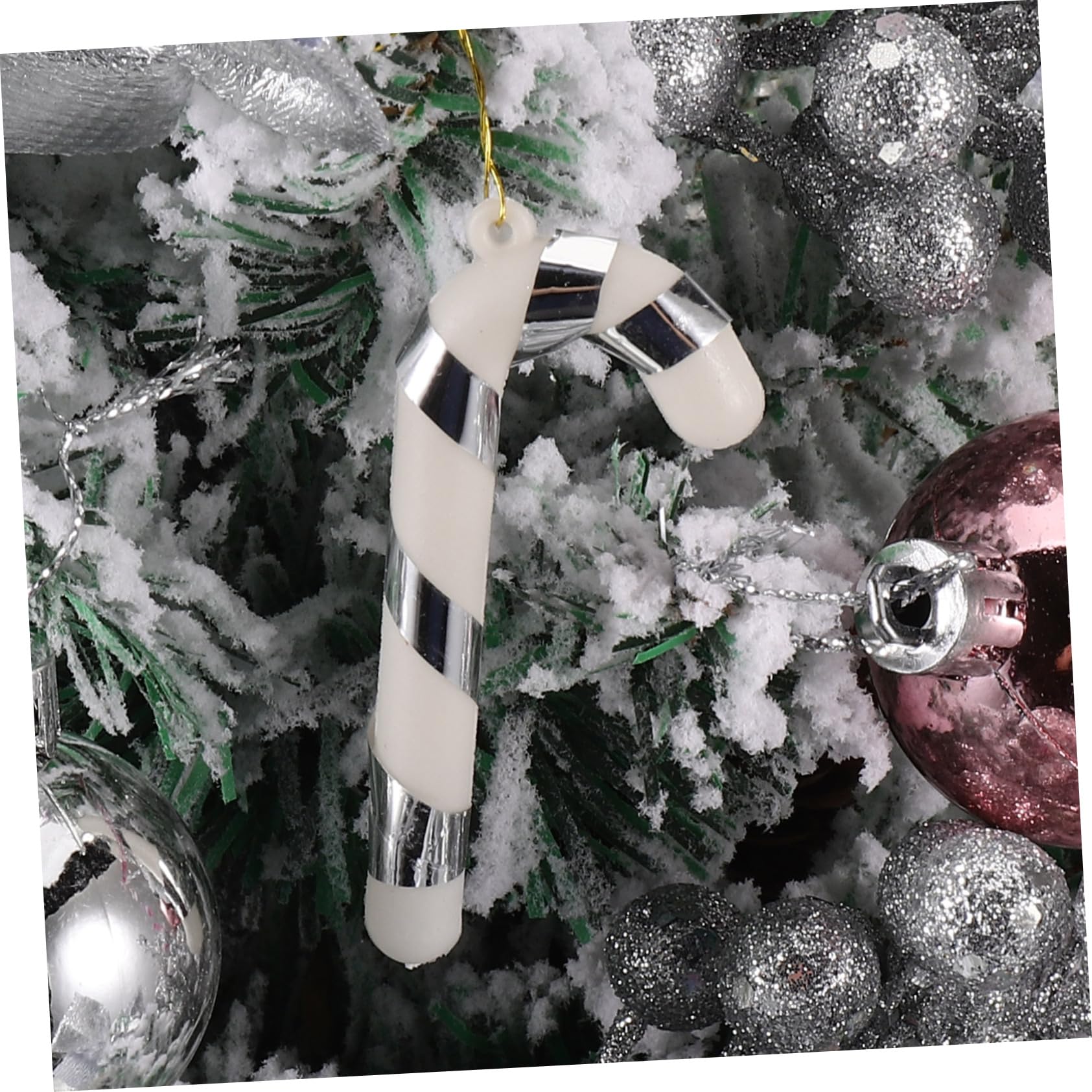 Árbol de Navidad de Mesa Pequeño Artificial con Base de Decoración Navideña para Escritorio Estantes y Portátil y Reutilizable Plata Sin Luz