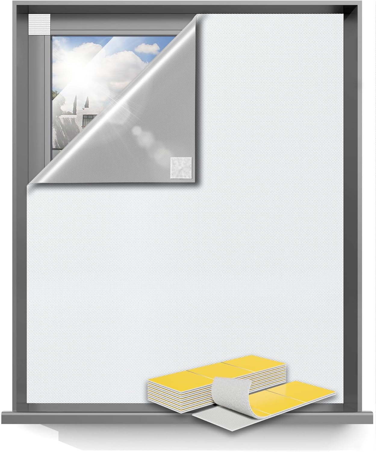 Sumobaby Blackout Curtains for Bedroom 114"x57" Portable No Drill Black Out Curtains with Heat-Resistant Magic Tapes,100% Blackout Blinds Easy to Cut Fit for Home Cinema,Dorm Room,Nursery(White) White 57"W x 114"H