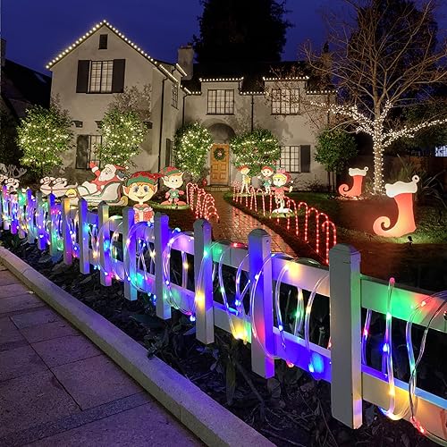 Miniatura 8 de GLPE Guirnalda de 300 luces LED enchufables de 100 pies, luces multicolor para interiores y exteriores con control remoto, 8 modos de luces