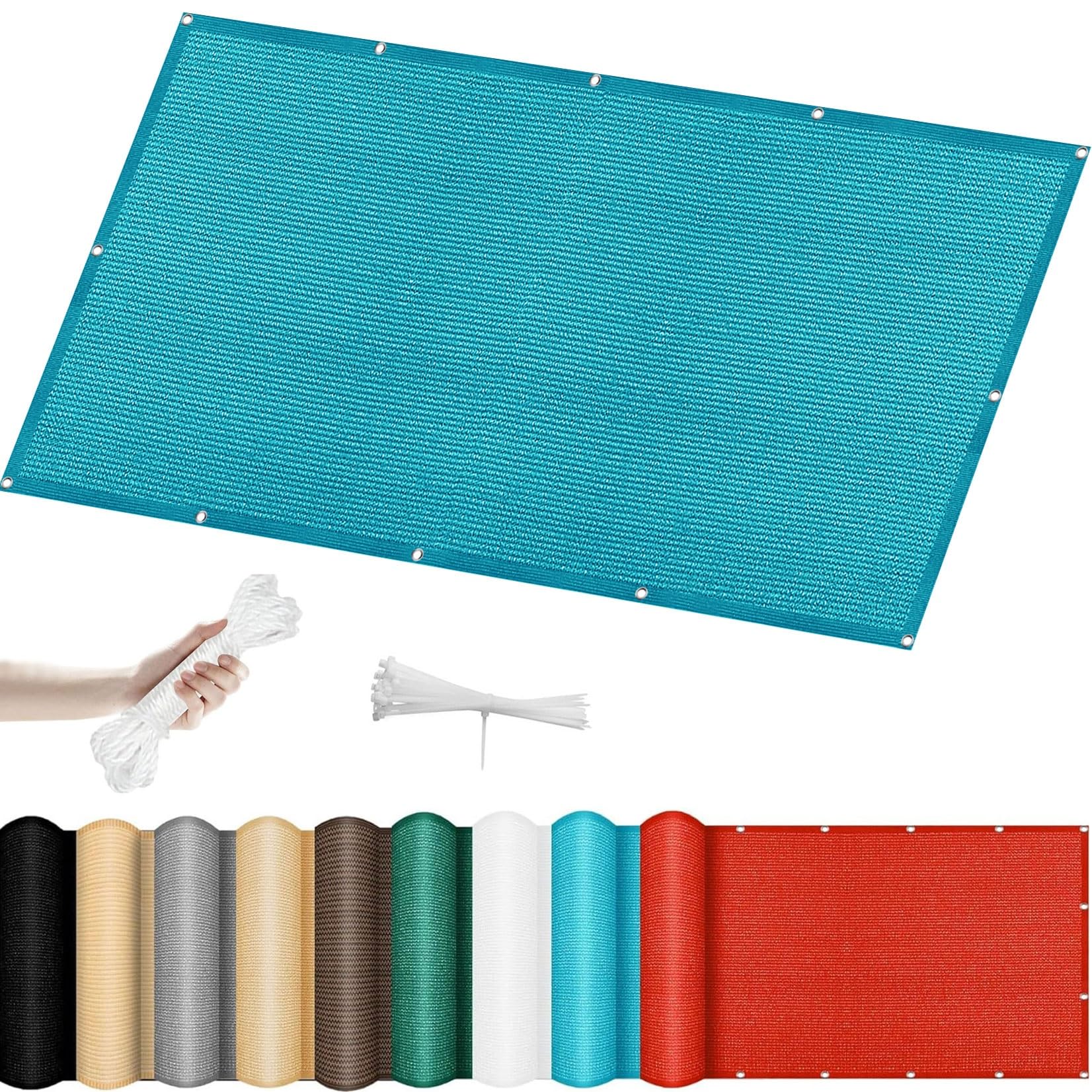 Voile d'ombrage rectangulaire pour terrasse et balcon bleu ciel 1.2x9 m