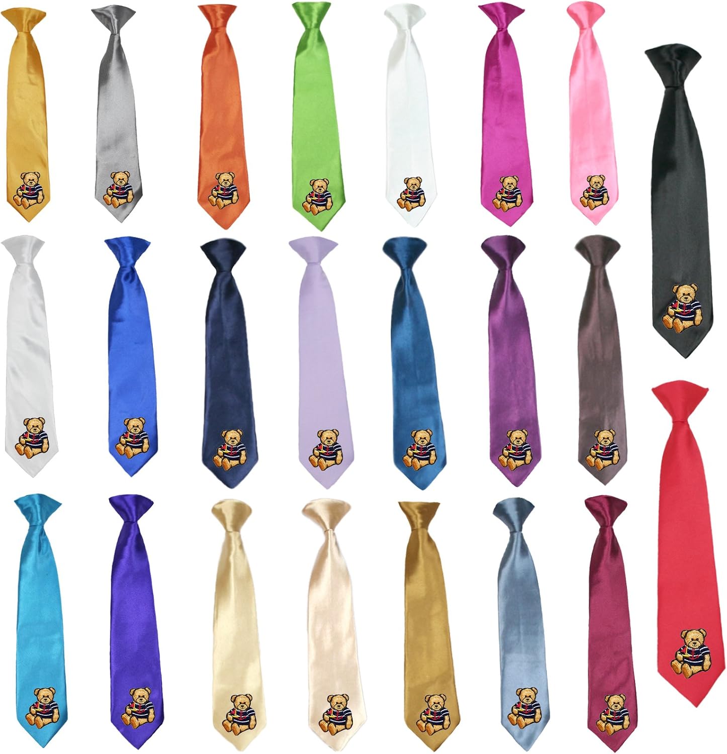 Satin 23 Color Clip-on Nautical Bear Necktie Boys Formal Newborn - 7