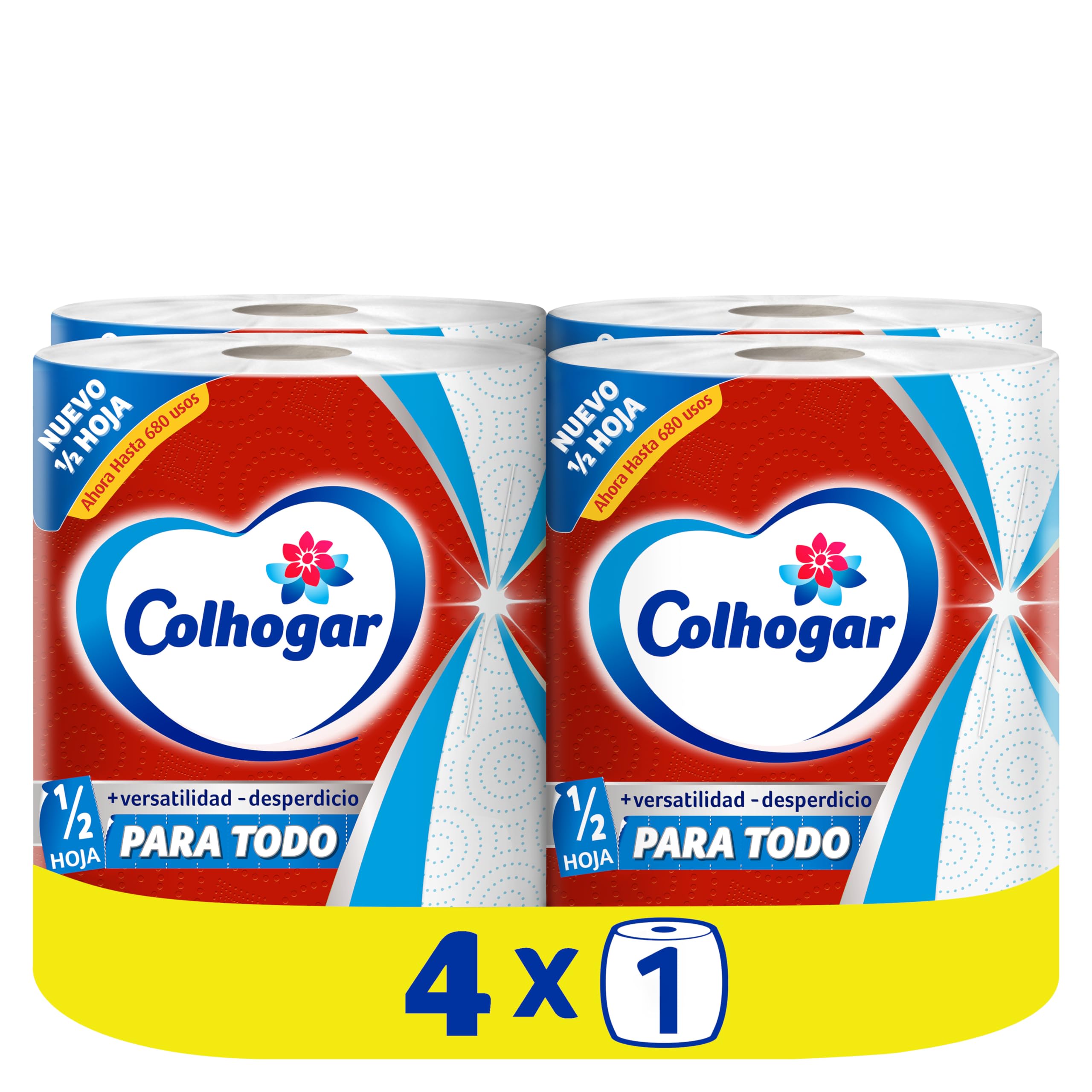 Colhogar Paratodo Jumbo x4 - Nueva Opción de Media Hoja - DOBLE DURACIÓN - 4 Rollos - 2720 Usos (4x1)