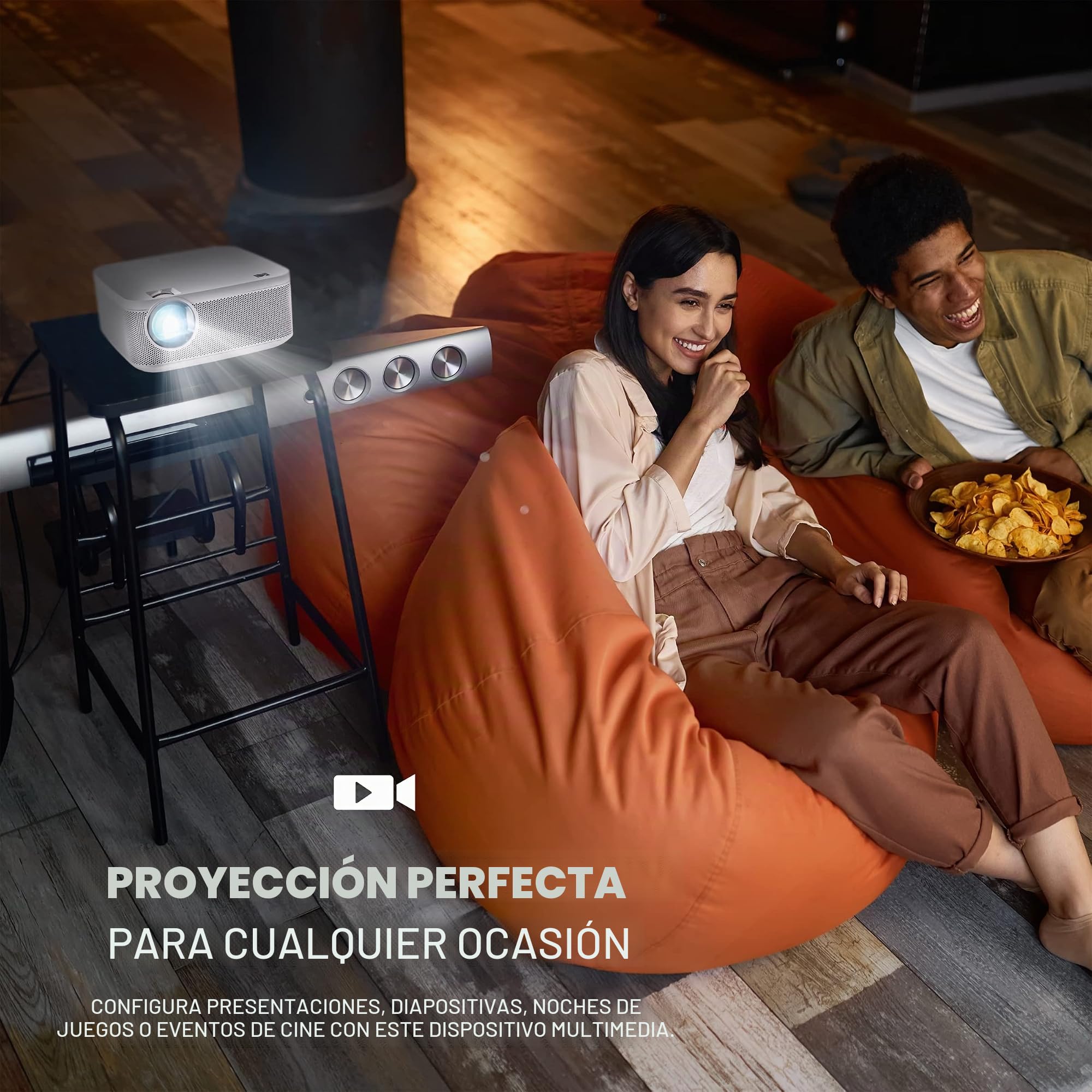 KODAK Proyector Multimedia FLIK X10 Full HD, Mini Sistema de Cine en casa Compacto y portátil con Control Remoto, proyección de Video nativa de 1080p y Cable HDMI