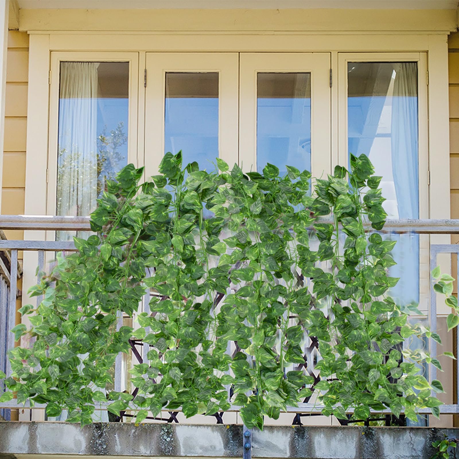 Bacucine 人工観葉植物 フェイクグリーン ポトス 36本セット 造花グリーン 2.1m 吊り下げ 壁掛け 吊るし 藤 垂れる 観葉植物 インテリア ガーデニング リアル DIY飾り 枯れない トイレ 人気 ウェディング