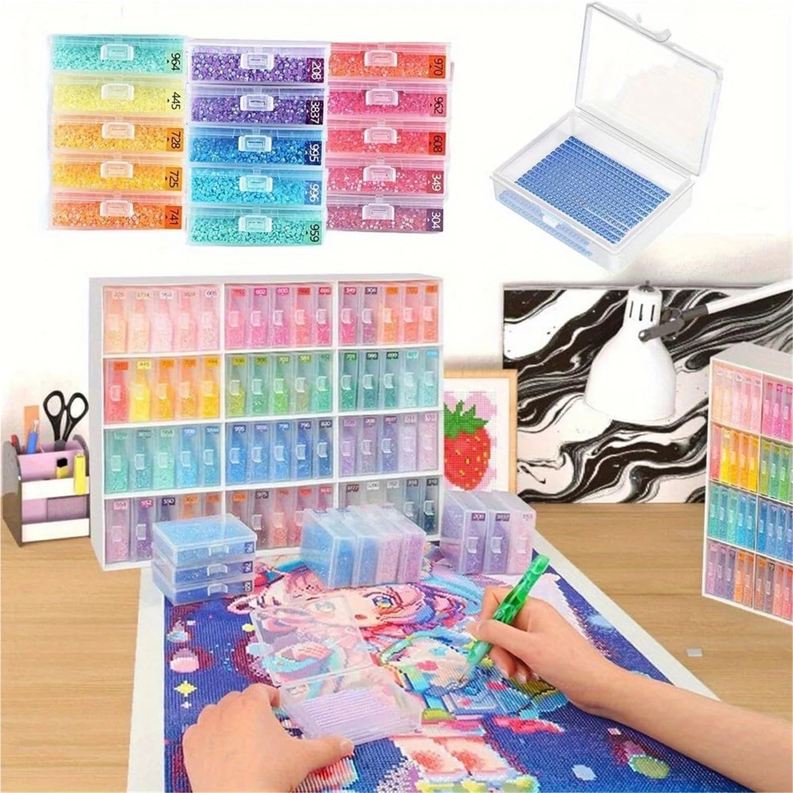 Aufbewahrungsbox für Fuse Beads 30 Stück Sicherungsperlen-Organizer – for selbstgemachten Perlenschmuck und Bastelaufbewahrung, geeignet for Kunstwerkzeuge