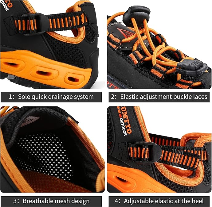 HUMTTO Men's Amphibious Water Shoes - Hiking Sandals for Men Outdoor Water Sandal Closed Toe Non-Slip River Shoes Summer Quick Drying Aqua Shoe