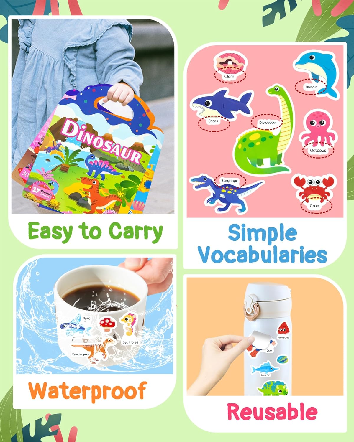Benresive Reusable Sticker Books for Toddlers, 3 Sets Travel Stickers for Kids, Toddler Sticker Book, Crafts Activities for Toddlers, 3 and Up Birthday Gifts Travel Toys - Image 5