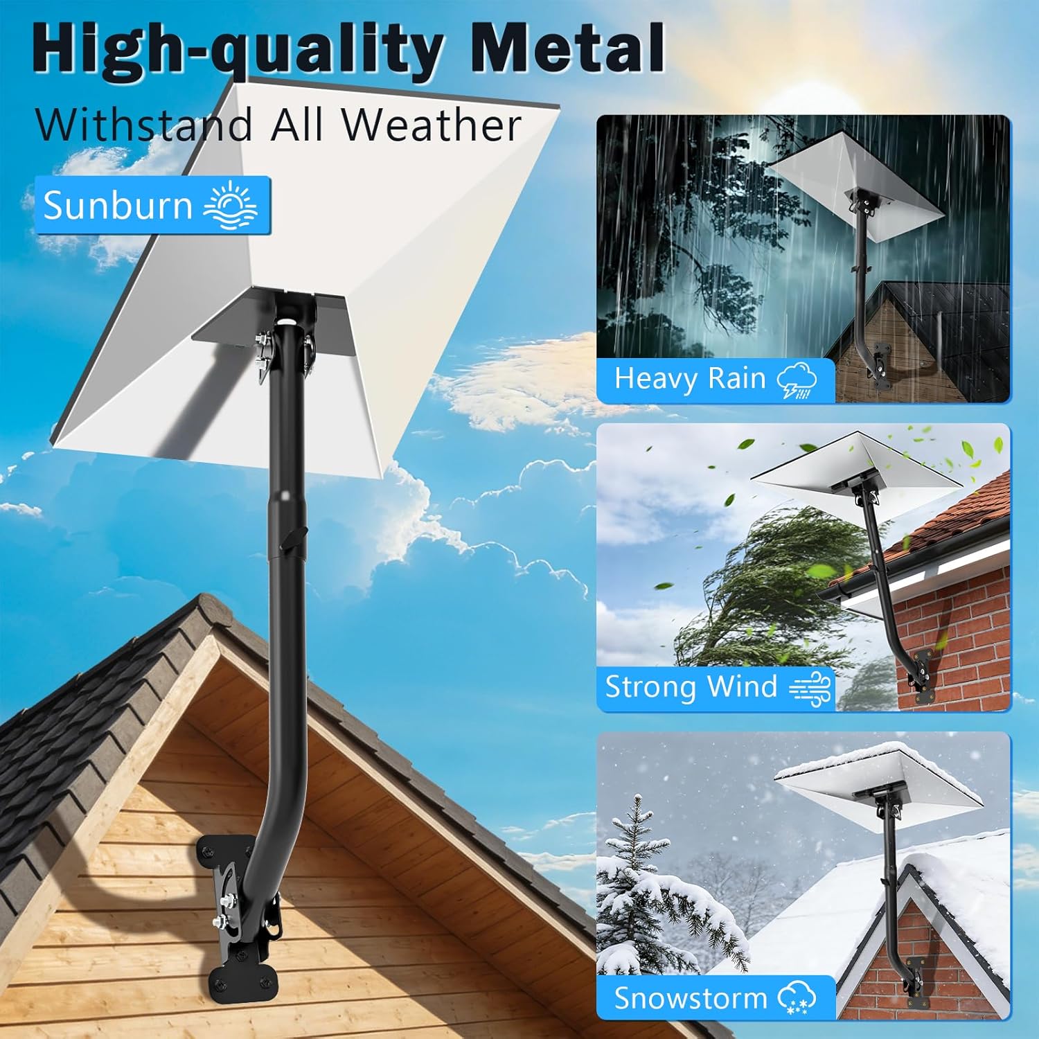 Starlink Gen 3 Mount, Adjustable Starlink Roof/ Wall Mount Kit for V3 Star Link Standard Dish, Stainless Steel, Include Star Link Gen 3 Metal Pipe Adapter
