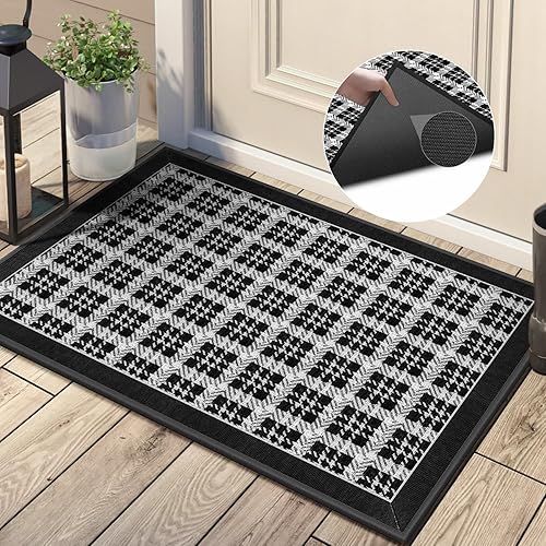 Miniatura 3 de Tapete para puerta delantera, antideslizante, color negro, tapete para puerta delantera, tapete de goma para puerta de casa rural, tapete de goma