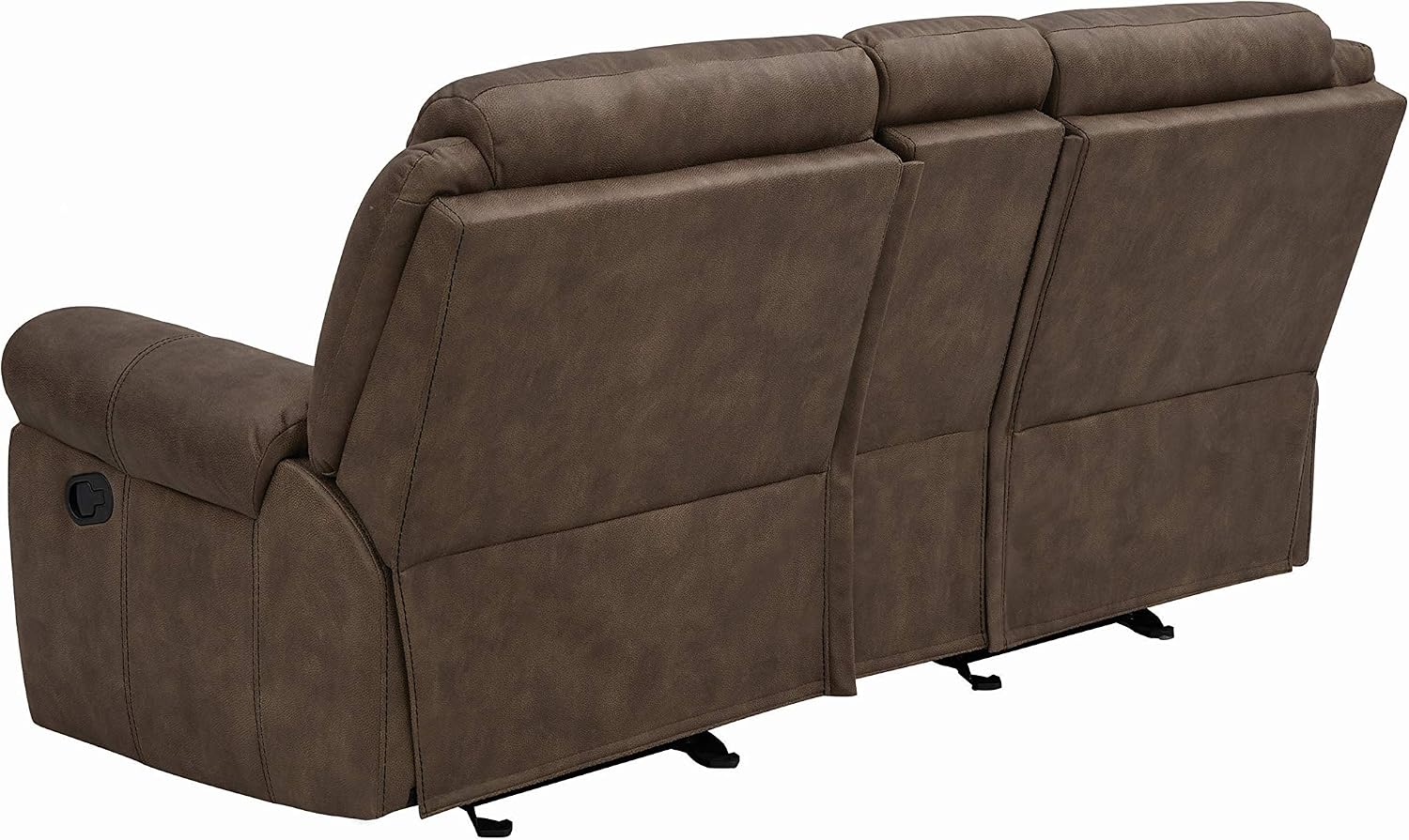 Coaster Leather Sawyer Glider Loveseat with Console Macchiato 602335