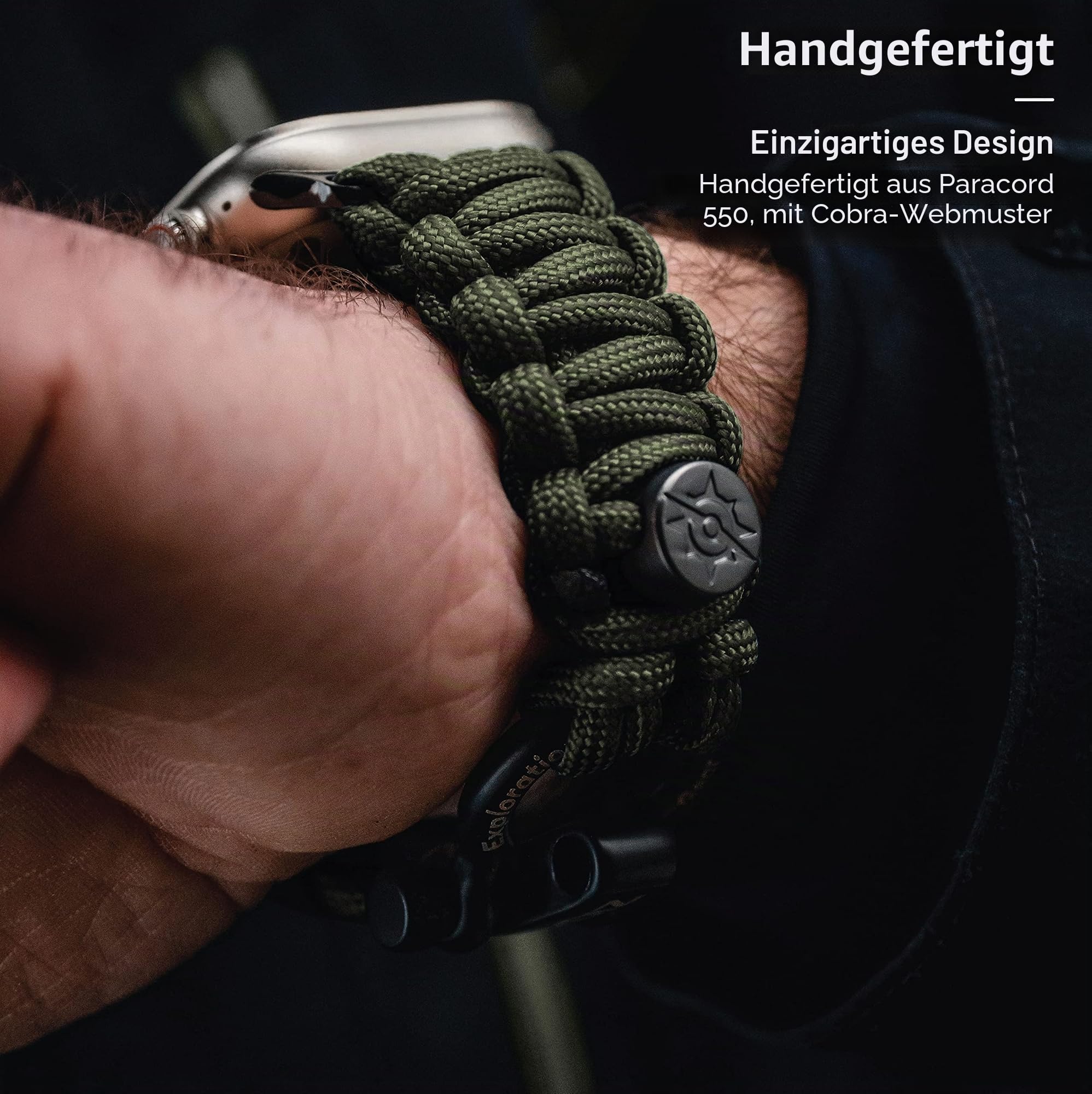 KORDIZ Survivor – Nylon-Paracord-Armband für Apple Watch, kompatibel mit Apple Watch Ultra 3, Ultra 2/1 [49 mm] & Serie 11, 10, 9, 8, 7-1, SE3, SE2, SE [46 mm, 45 mm, 44 mm, 42 mm] – mit verstellbarem
