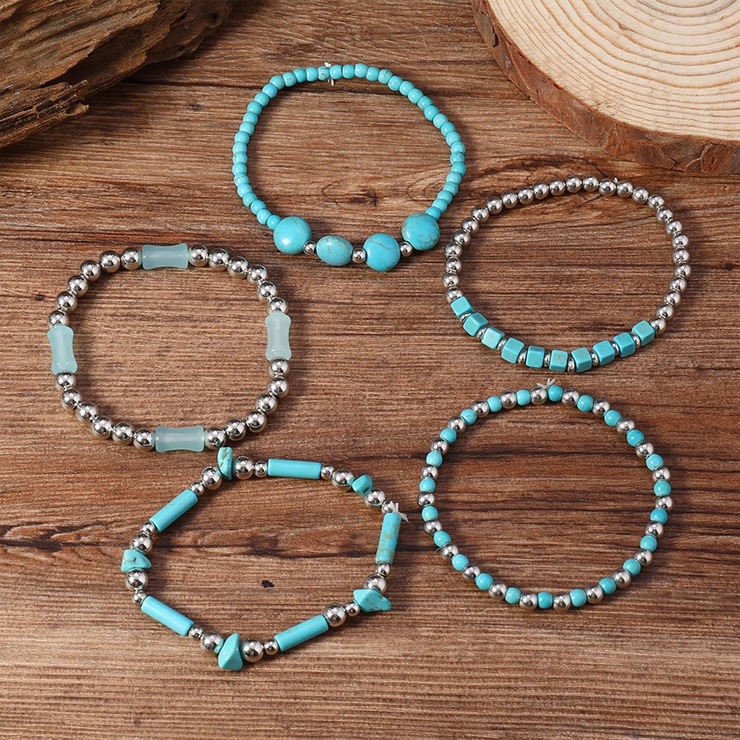 Frodete Turquoise Bracelet Western Jewelry for Women Turquoise Beads Bohemian Jewelry Womens Country Concert Outfits - Image 7