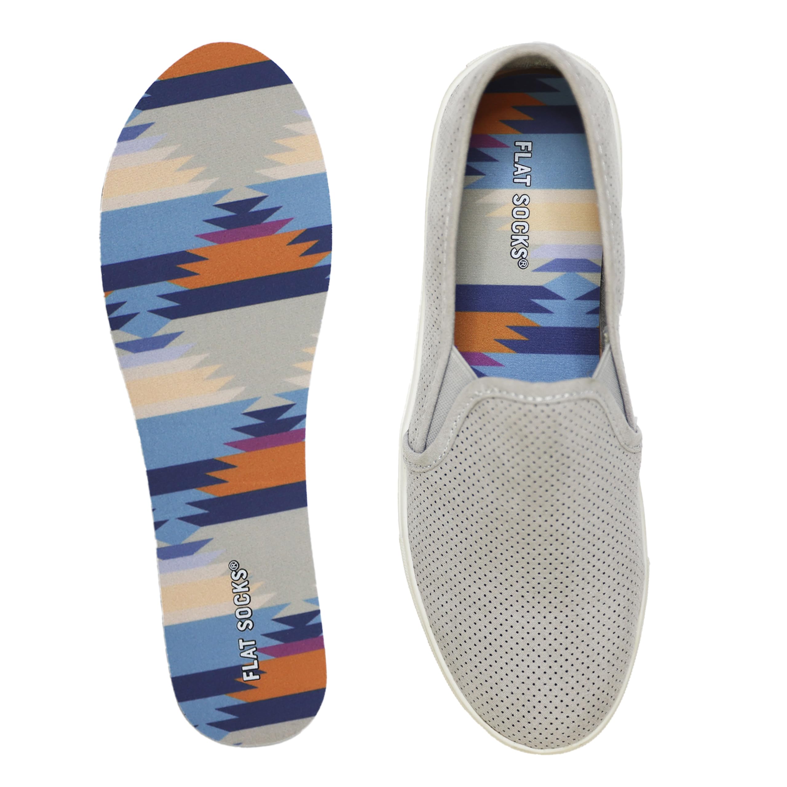 Flat Socks No Show Socks, Sockless Shoe Liner, No Slipping, No Stinking, Washable Barefoot Shoe Insert for Men and Women, Unisex, Multi-Colored Patterns