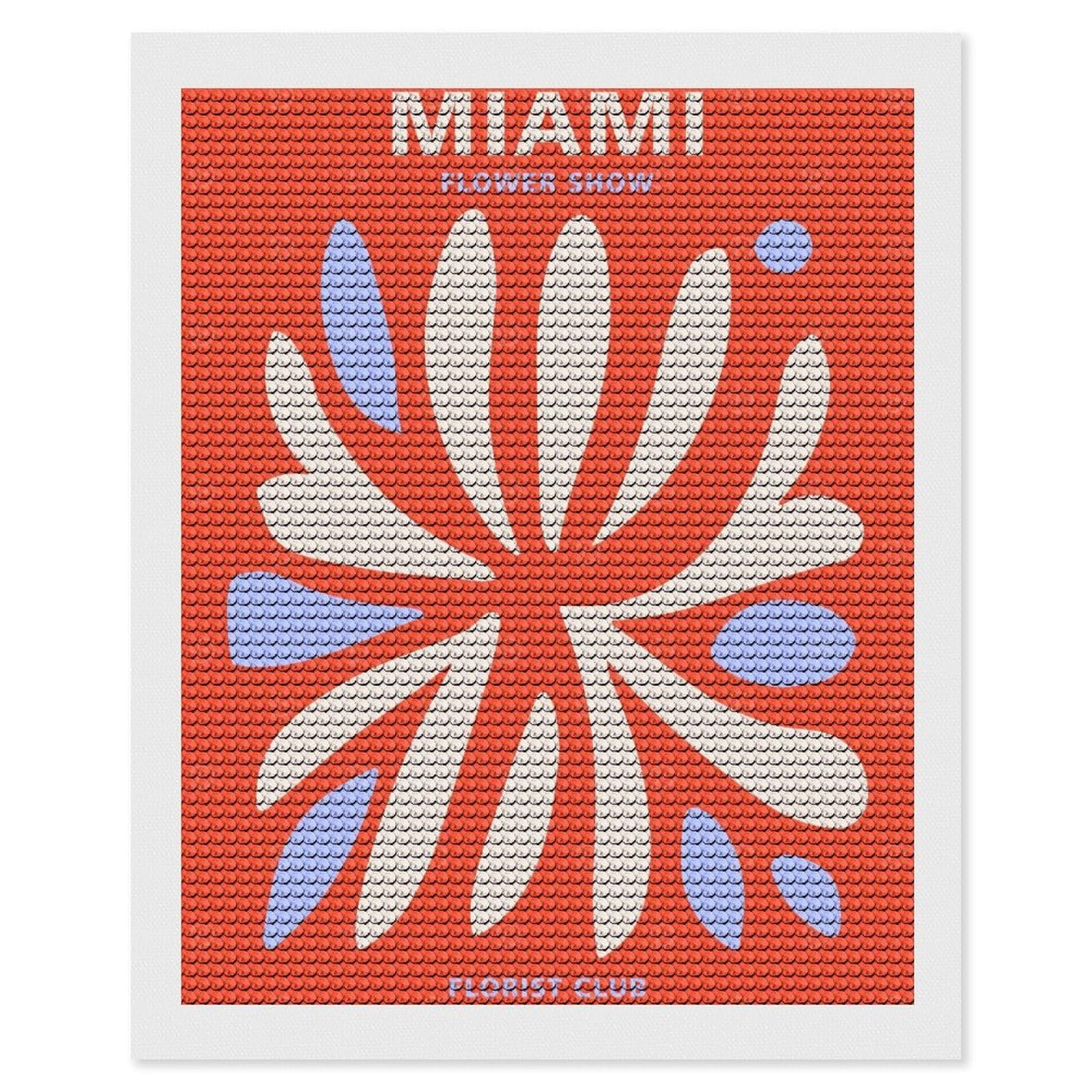 Junmoney Miami Florist Club Diamond Painting Canvas Set 16"x20", Satisfying Creative Project, Easy to Follow Symbols, Fun Craft Experience