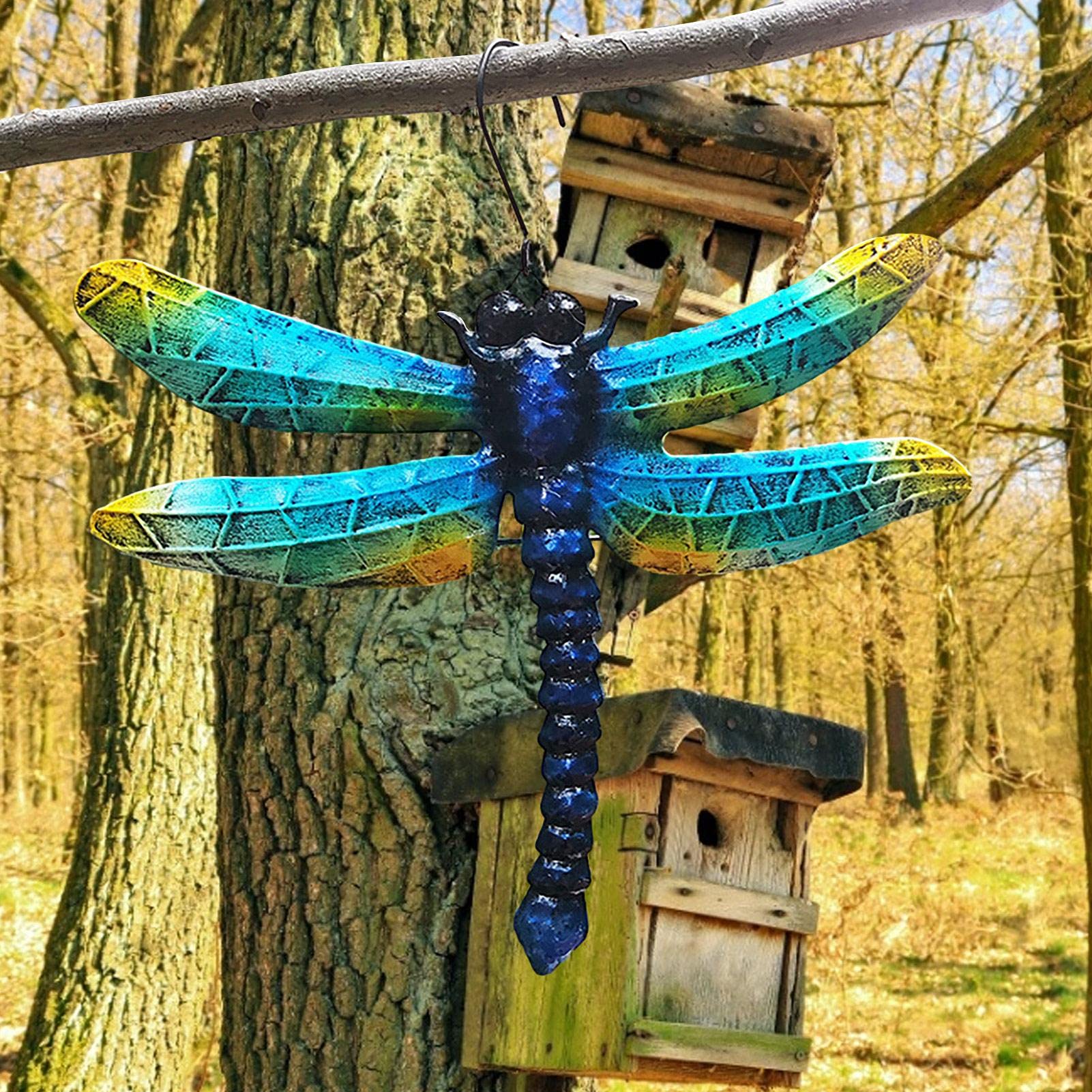 Leseogye – 4 Decorazioni Murali Da Giardino A Forma Di Libellula – Legno Naturale Per Recinzioni, Balconi E Soggiorno - 6