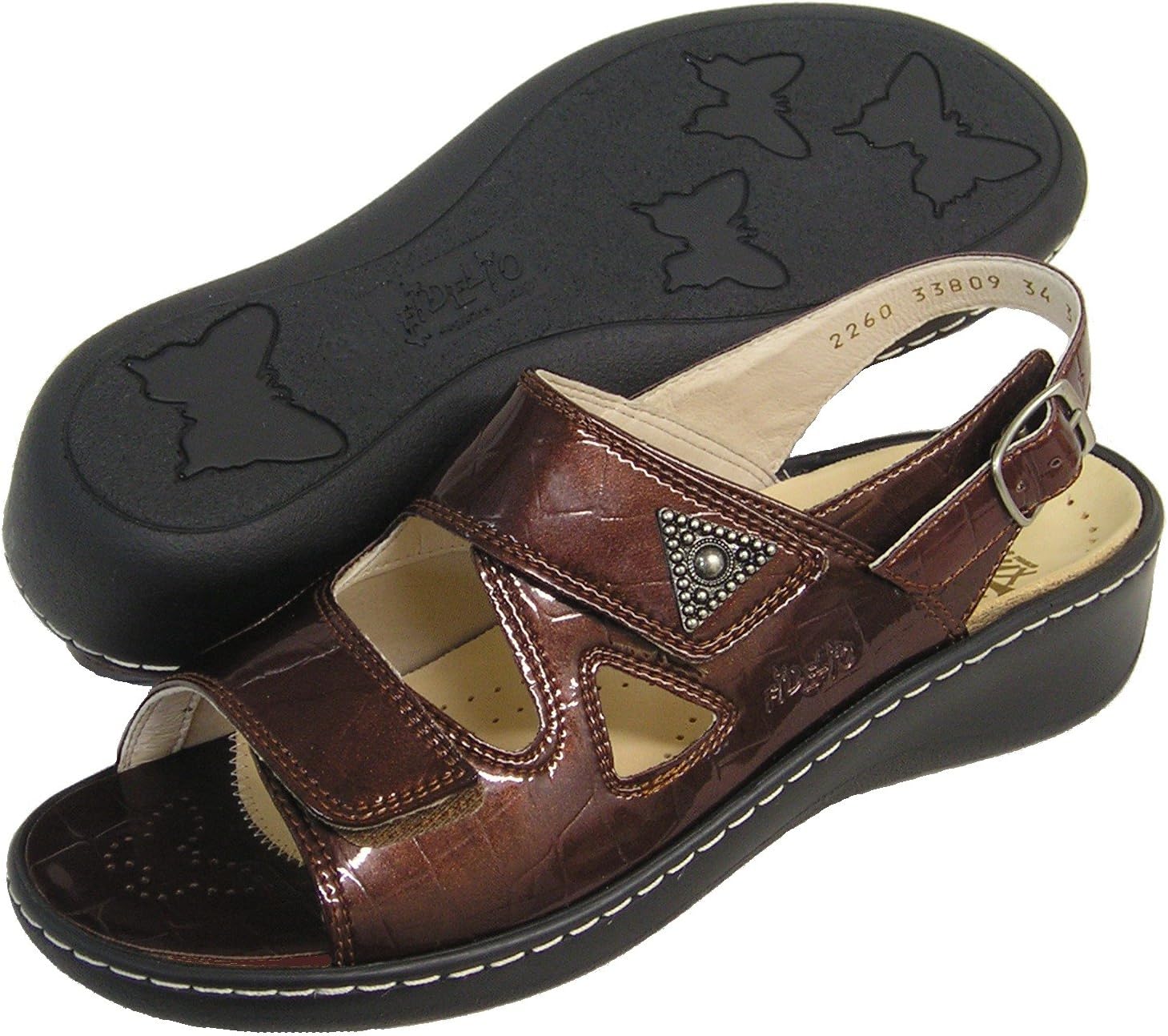 Fidelio Women's Hallux Fabia Bunion Relief Adjustable Croco Sandal 33809 (Brown/Kastanie)