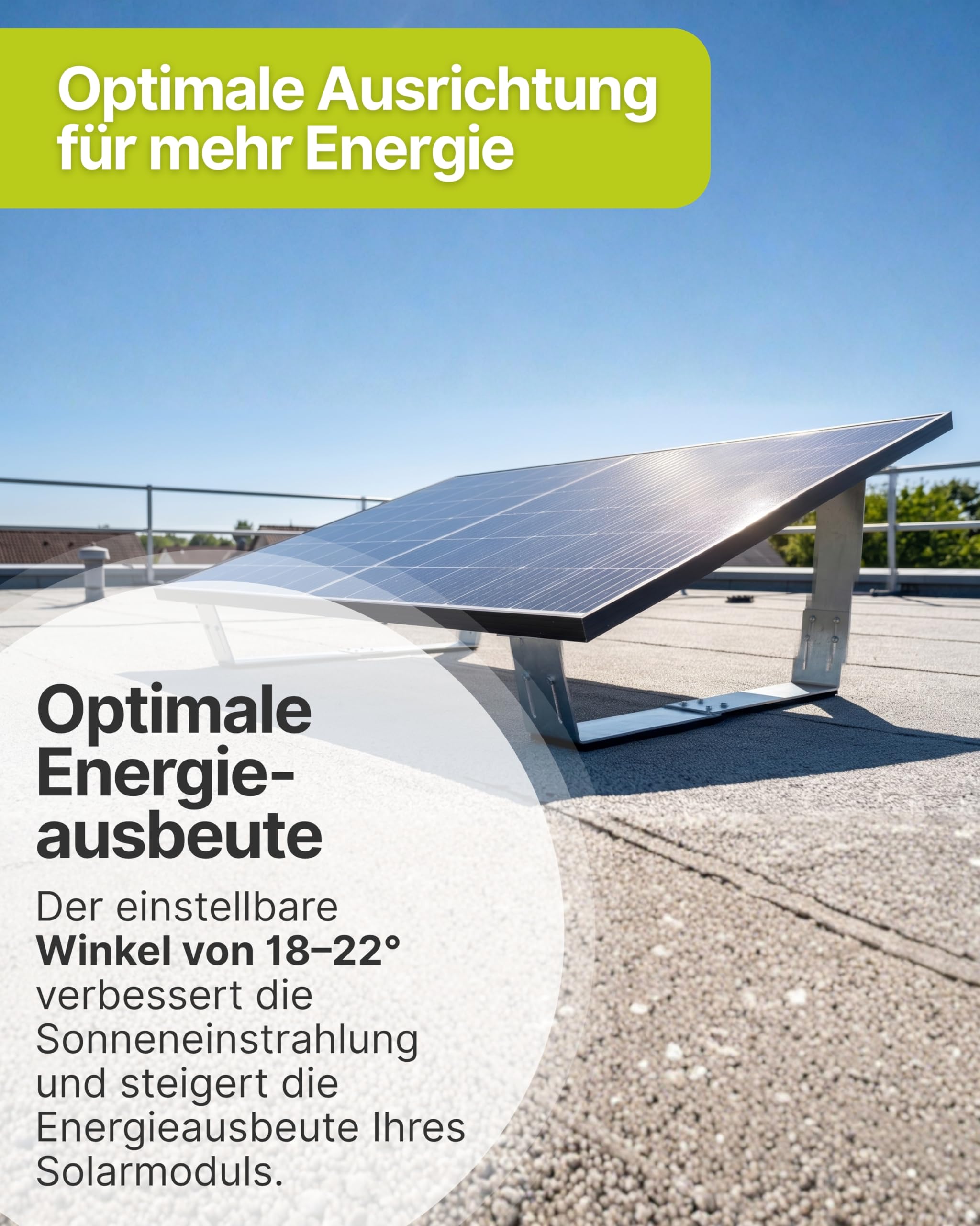 SCHWAIGER Flachdach-Halterung für Solarmodul I Solarpanel PV Aufständerung ohne Bohren I Flexible Befestigung mit einstellbarem Neigungswinkel von 18-22° I Photovoltaik-Befestigung aus robustem Stahl