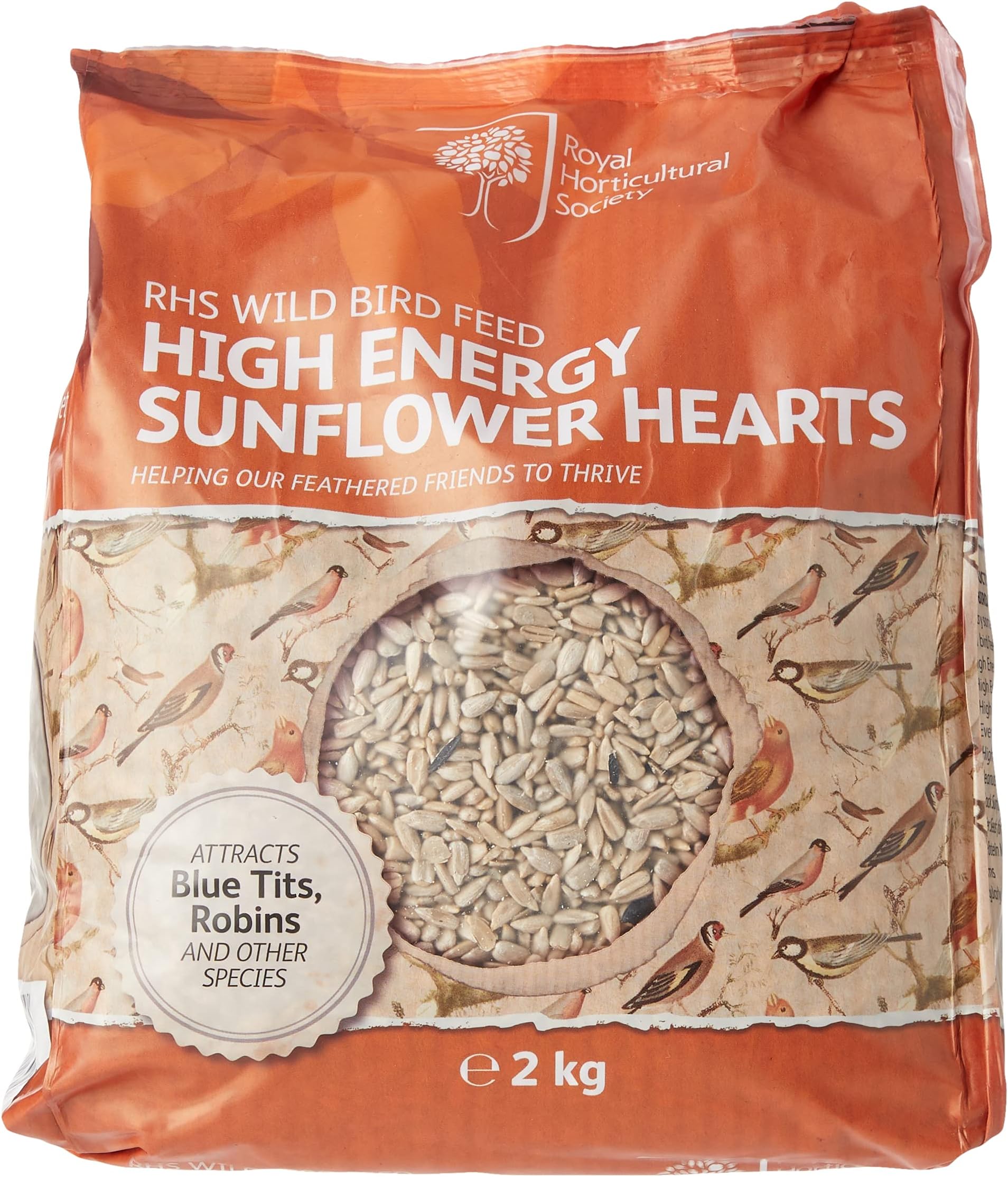 RHSBF007 High Energy Sunflower Hearts 2KG, Orange