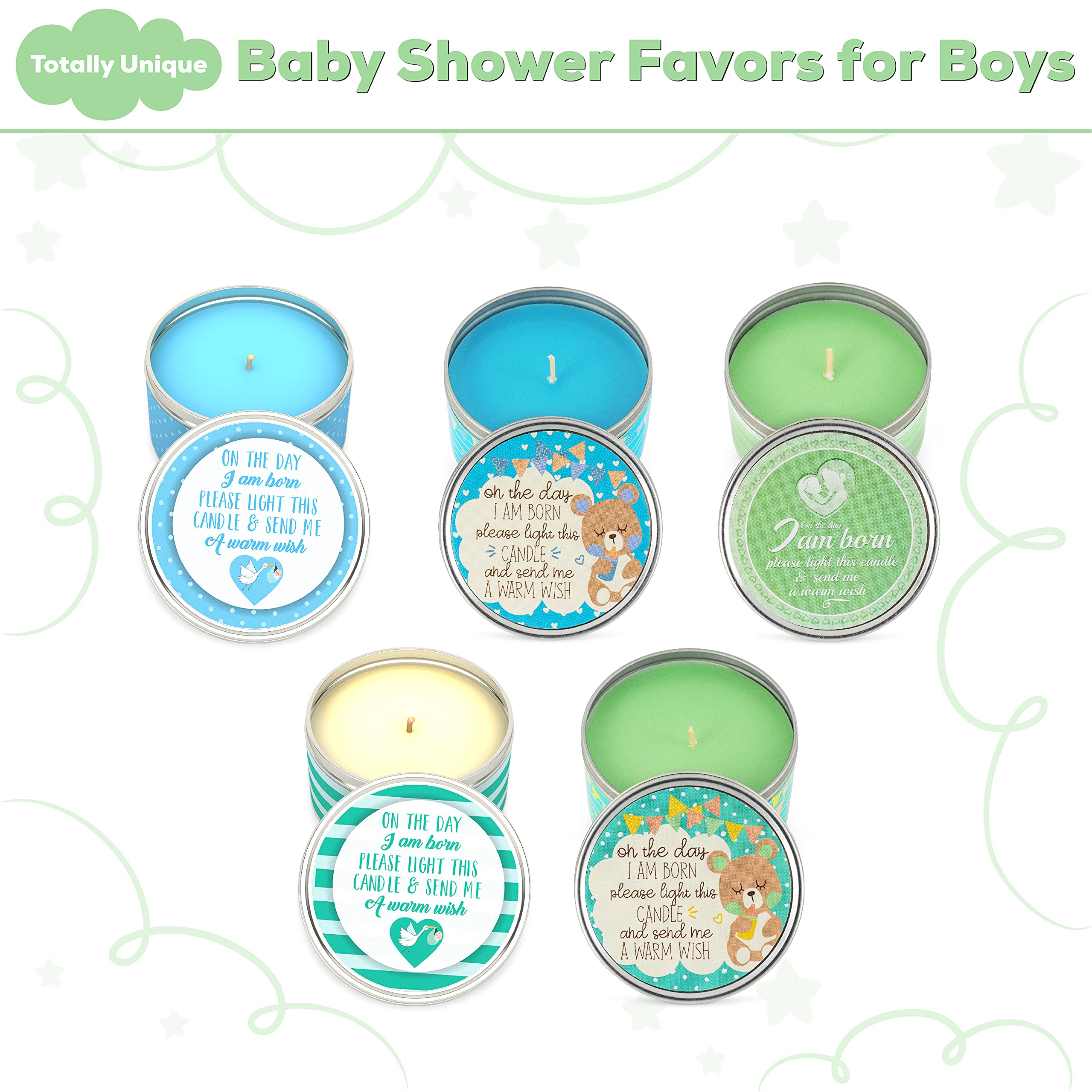 Totally Unique Baby Shower Party Favors Candles for Boys (9 Pack