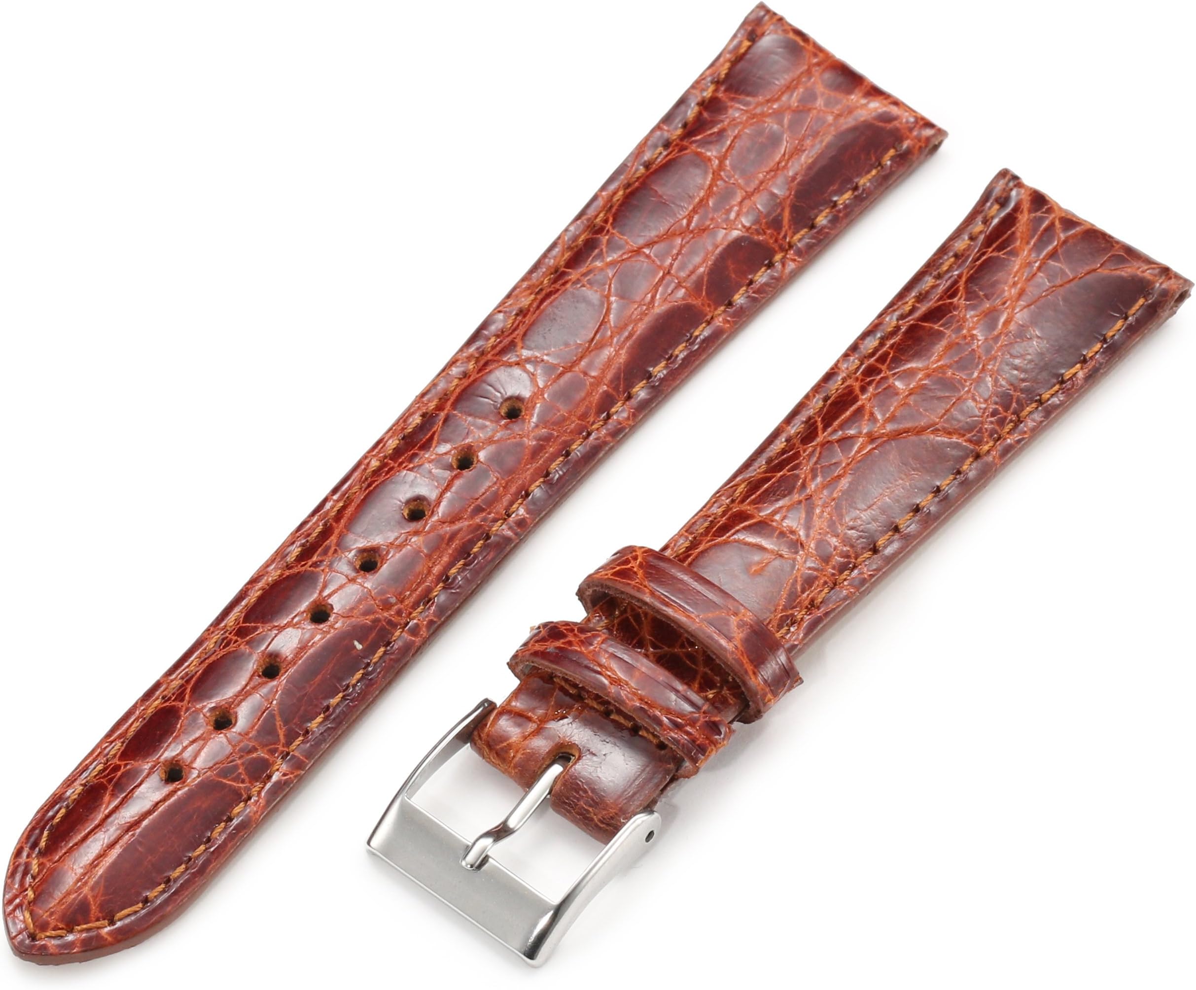 Artisan of Italy CITPD400-0320MR Men's Dress Padded Crocodile 20mm Tan Watch Strap