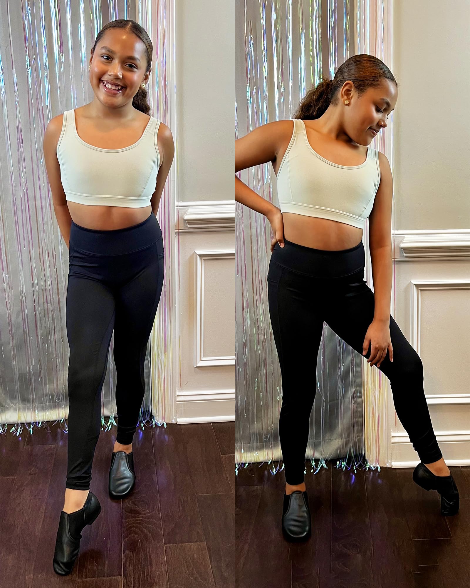 Stelle Jazz Shoes for Girls and Boys Slip-On Leather Dance Shoes (Toddler/Little Kid/Big Kid)(SJ05-Black,12ML