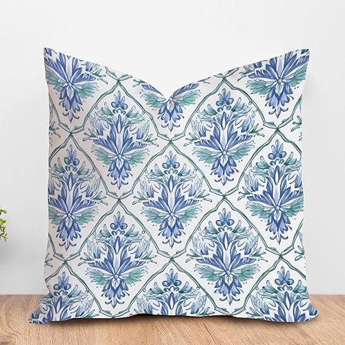 Vista 64 de ArogGeld Fundas de cojín asiáticas escénicas elegantes chinoiserie, diseño de loto verde, pájaros, jardines, funda de almohada para sofá