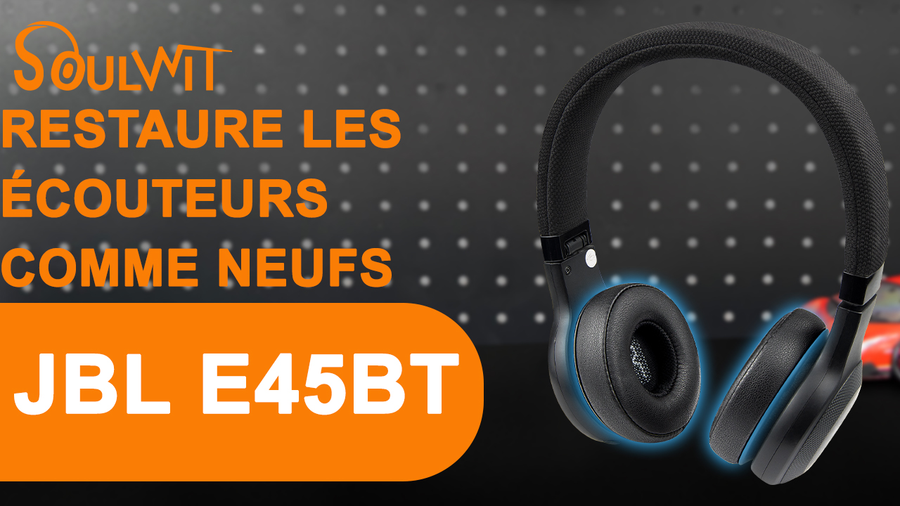 SOULWIT Mousse Coussin Coussinets pour JBL E35 E45 E45BT Duet BT Casque sans Fil Bluetooth Wireless, Coussinets d'oreille avec Cuir protéiné Plus Doux, Mousse d'isolation phonique SOULWIT Mousse Coussin Coussinets pour JBL E35 E45 E45BT Duet BT Casque sans Fil Bluetooth Wireless, Coussinets d'oreille avec Cuir protéiné Plus Doux, Mousse d'isolation phonique